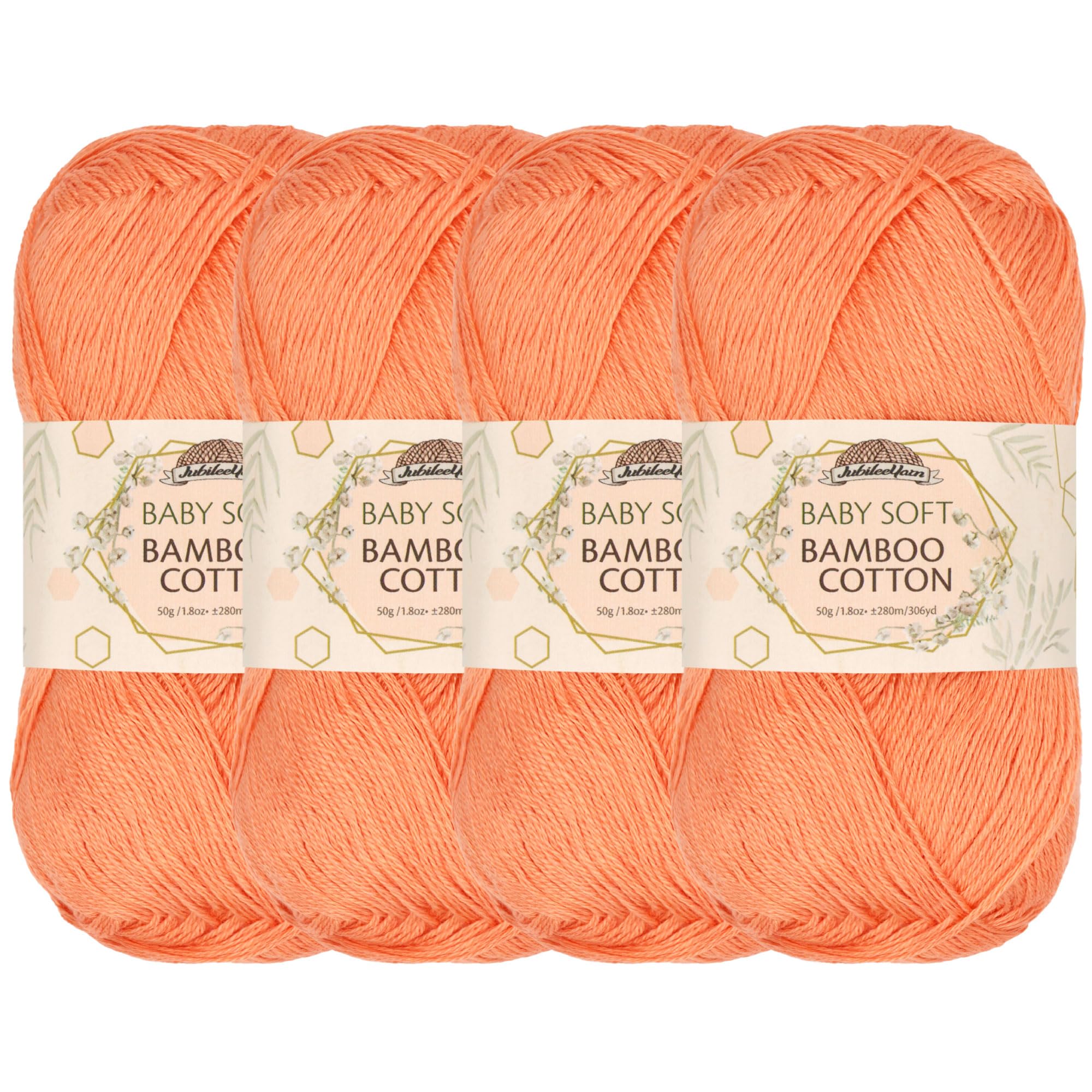 JubileeYarn Baby Soft Bamboo Cotton Yarn - 50g/Skein - COHO Salmon - 4 Skeins, 416 Coho Salmon