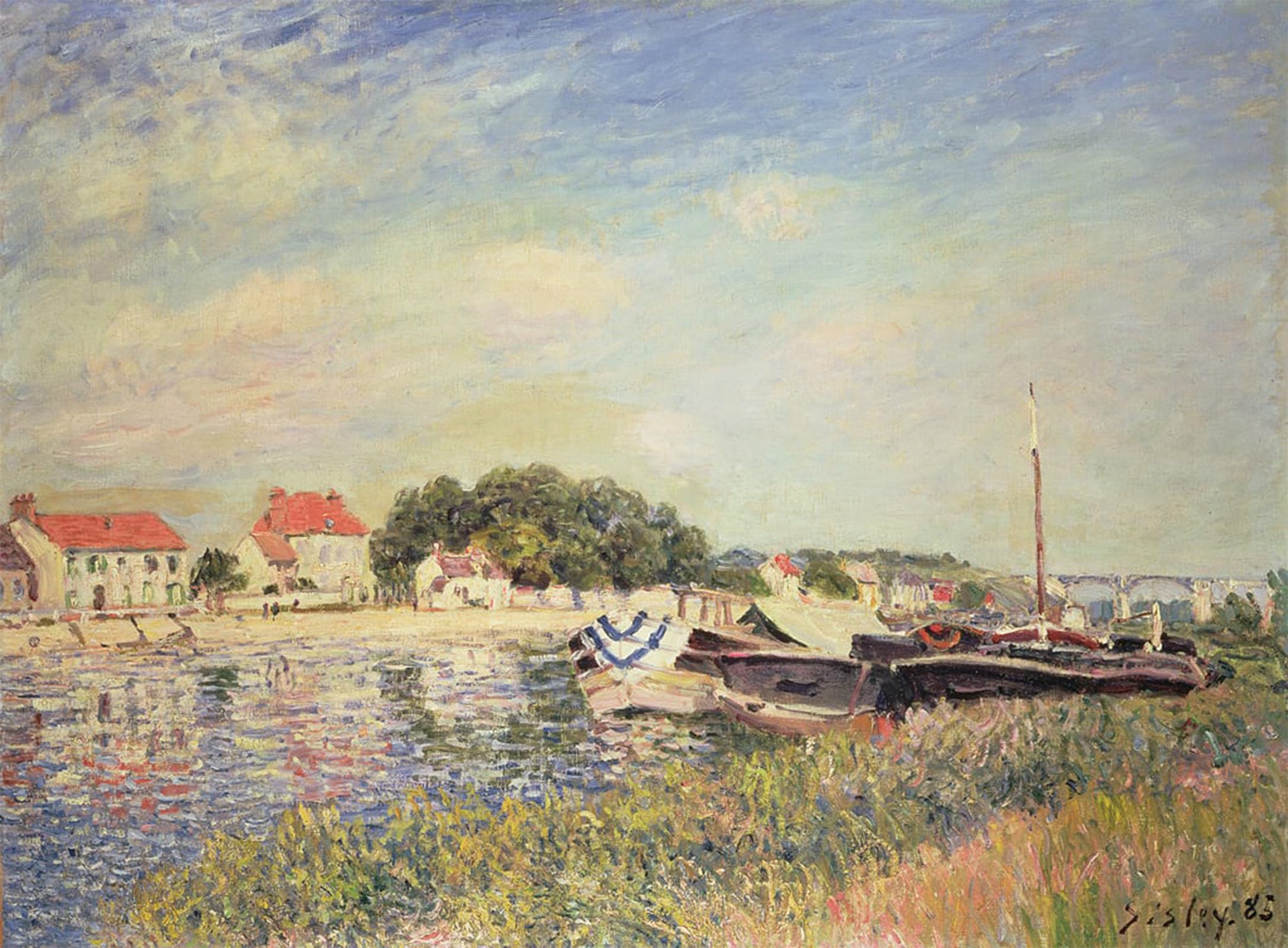 POSTERIIk Famous Modern Artwork Art Mural the Banks of the Loing At Saint Mammes by Alfred Sisle Oil Paintings Pictures for Home Decor 60x90cm