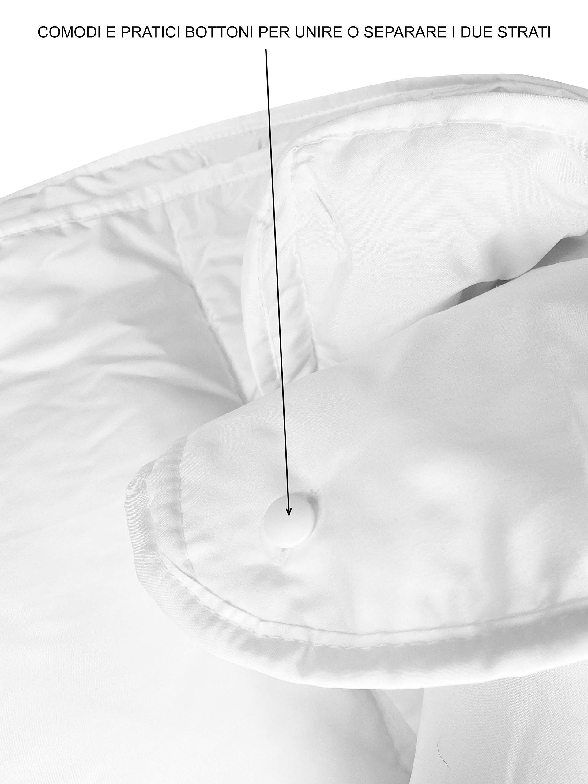 Tex family Piumino 4 Stagioni Gran Paradiso Made in Italy, Anallergico, Morbida Microfibra, Combinabile per Estate e Inverno - 2 Piazze Cm. 250x200