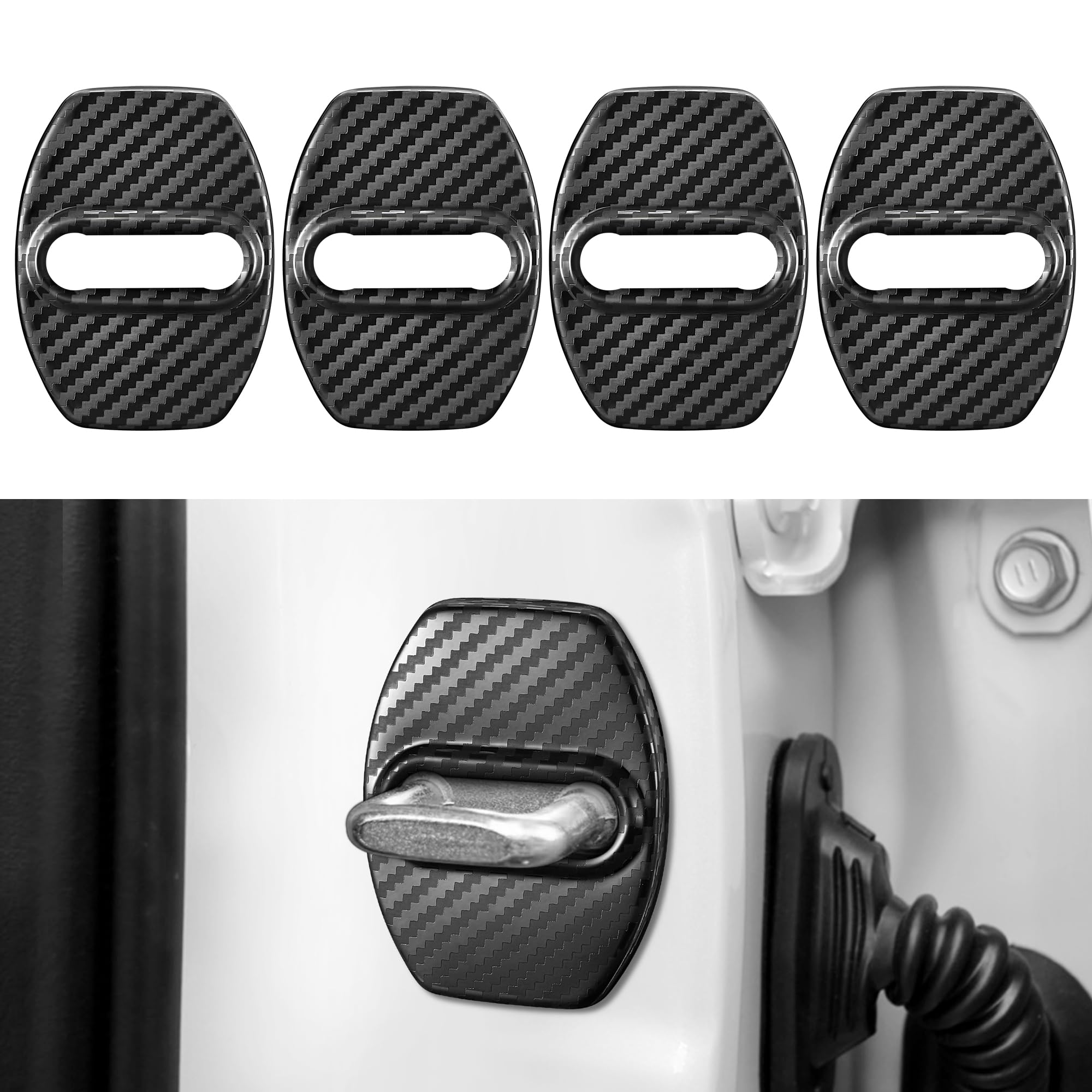 TOMALL 4Pcs Car Door Lock Latches Covers Compatible with Ford F-150 Mustang Maverick Bronco Stainless Steel Vehicle Specific Protection Exterior