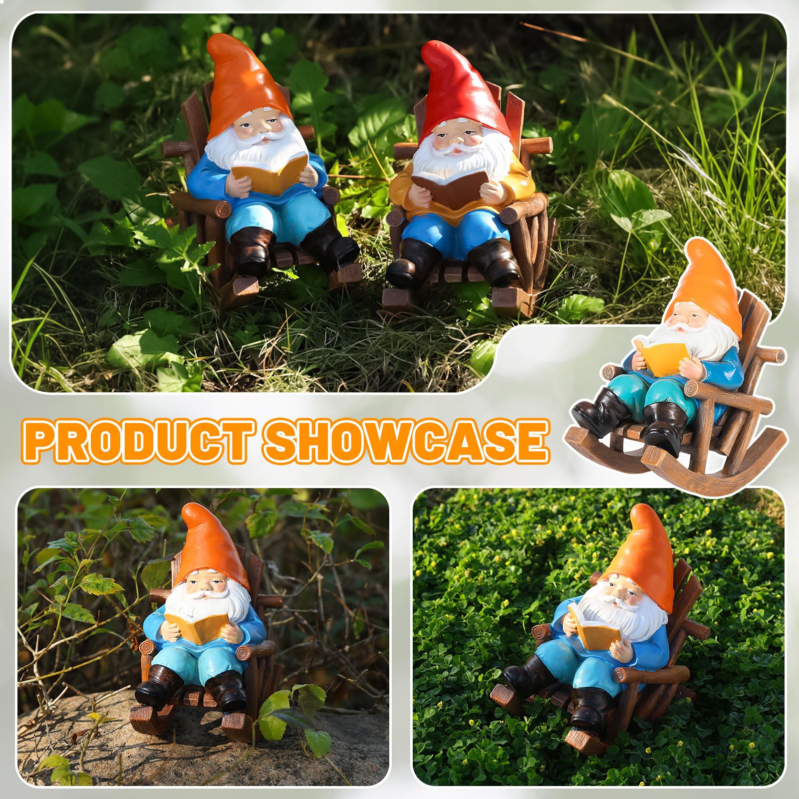 Gartenzwerge Gartendeko für Außen, Gartenfiguren für Draußen Wetterfest, Kunstharz Gartenzwerg Lustig, Harz Deko Lektüre Zwerg Figuren für Außen Innen, Tischschmuck Geschenk für Männer (2 Stück)
