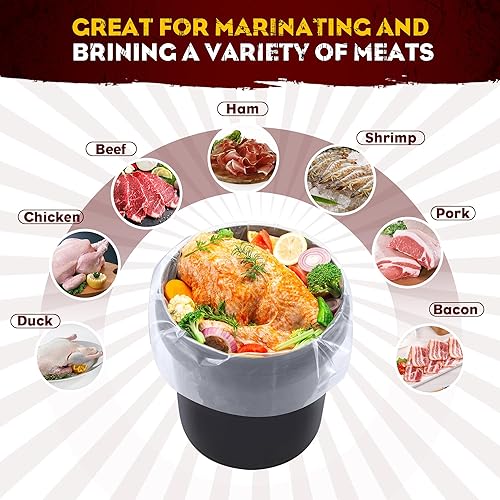 Miniatura 6 de Bolsas de salmuera para pavo, paquete de 6, 30 x 21 pulgadas, bolsa de salmuera extra grande con carga húmeda de 50 libras, bolsa de salmuera de