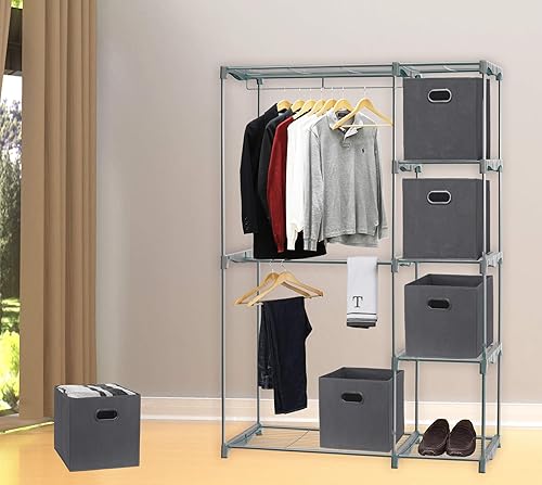 Vista 48 de Simple Houseware - Cubos plegables para almacenamiento, con asas Gris