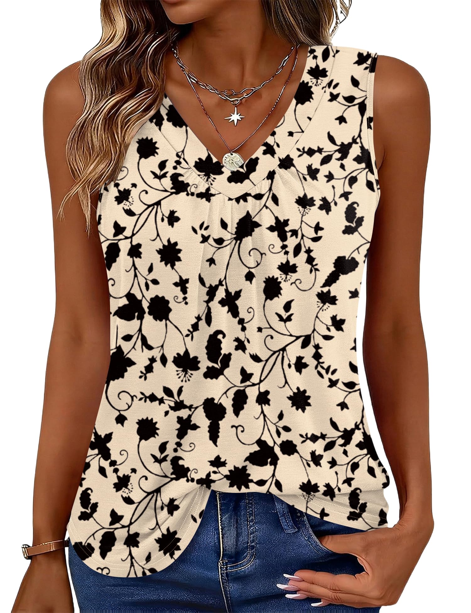 Kistore Tank Top Damen V Ausschnitt Bluse Damen Sommer Ärmellos Oberteile Elegant Blusen Mode 2026 S-2XL