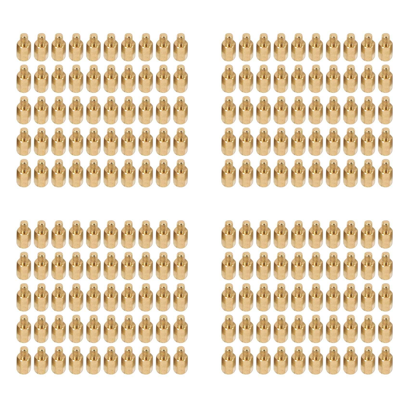 Jnchdghwa Men's Gold 200 Pcs Pc Pcb Motherboard Brass Standoff Hexagonal Spacer M3 7+4Mm