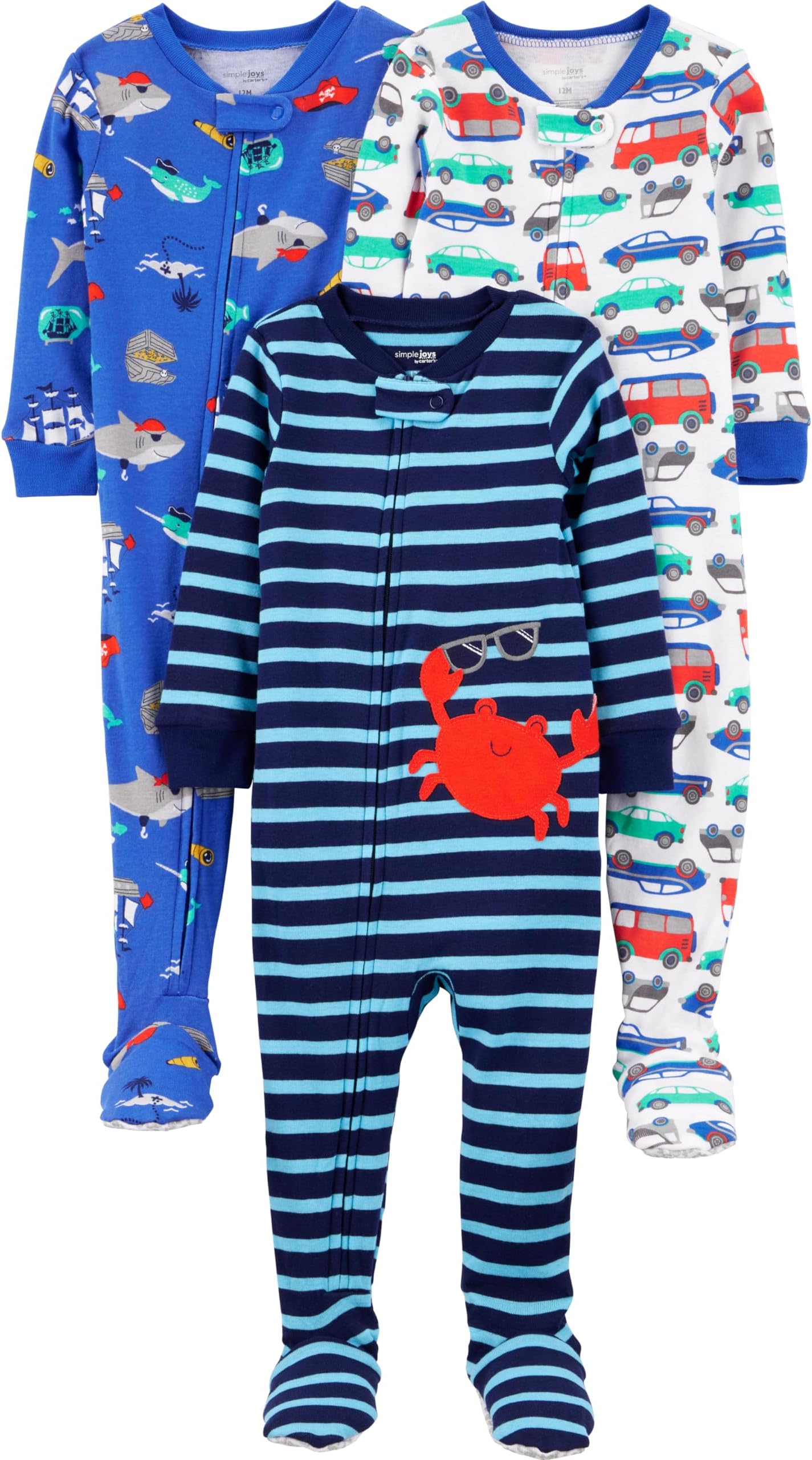 baby-boys 3-pack Snug Fit Footed Cotton Pajamas