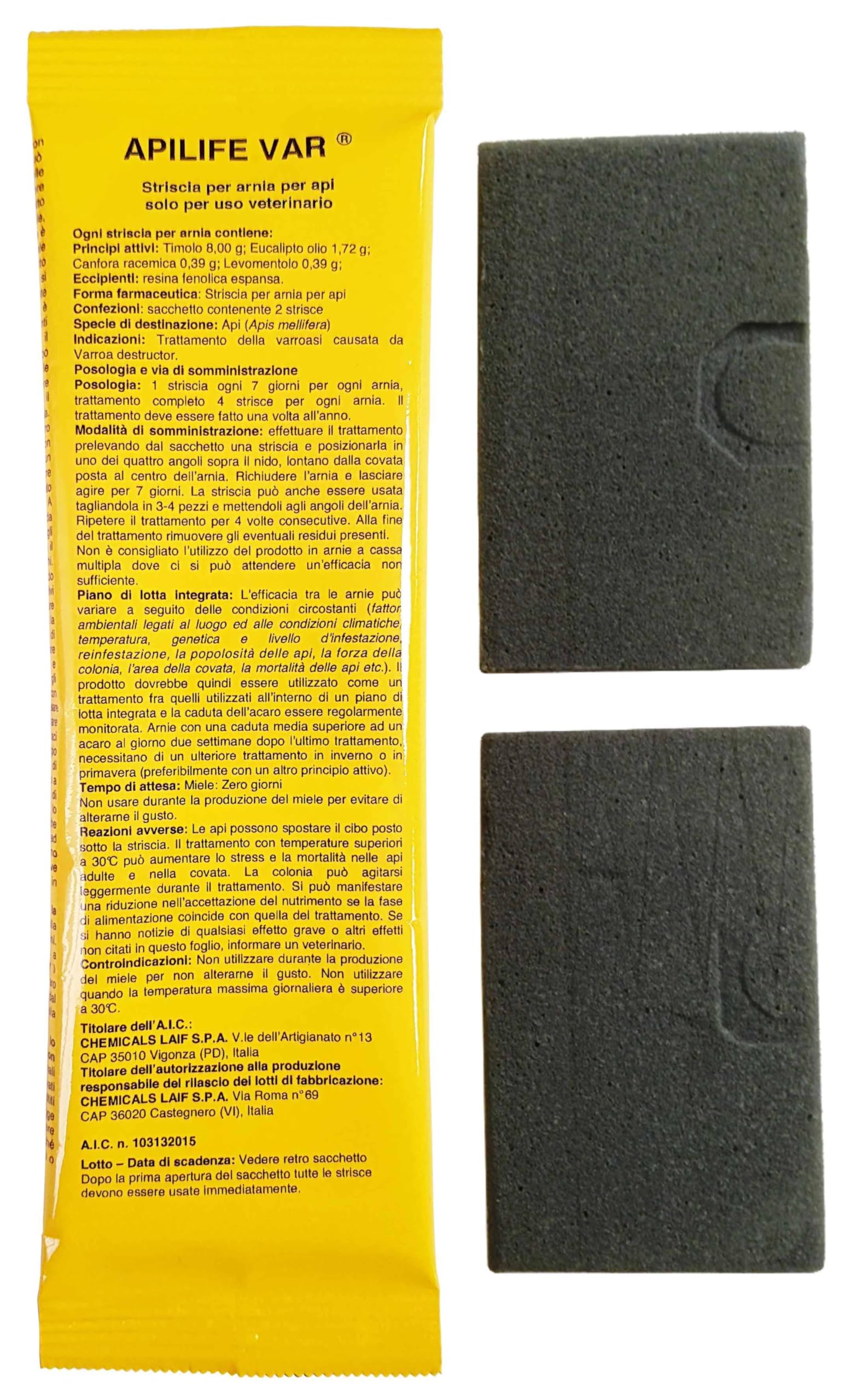 APILIFEVAR - 10 bustine da 2 tavolette - Barrette di timolo biologiche per la Lotta alla Varroa - Trattamento Naturale per Apicoltura