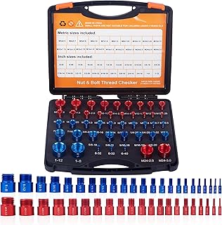 Nut and Bolt Thread Checker – Practical Thread Checker Box – Easy to Use Thread Checker Standard and Metric – Compact Bolt and Nut Identifier Gauge Box – 44 Male/Female Gauges