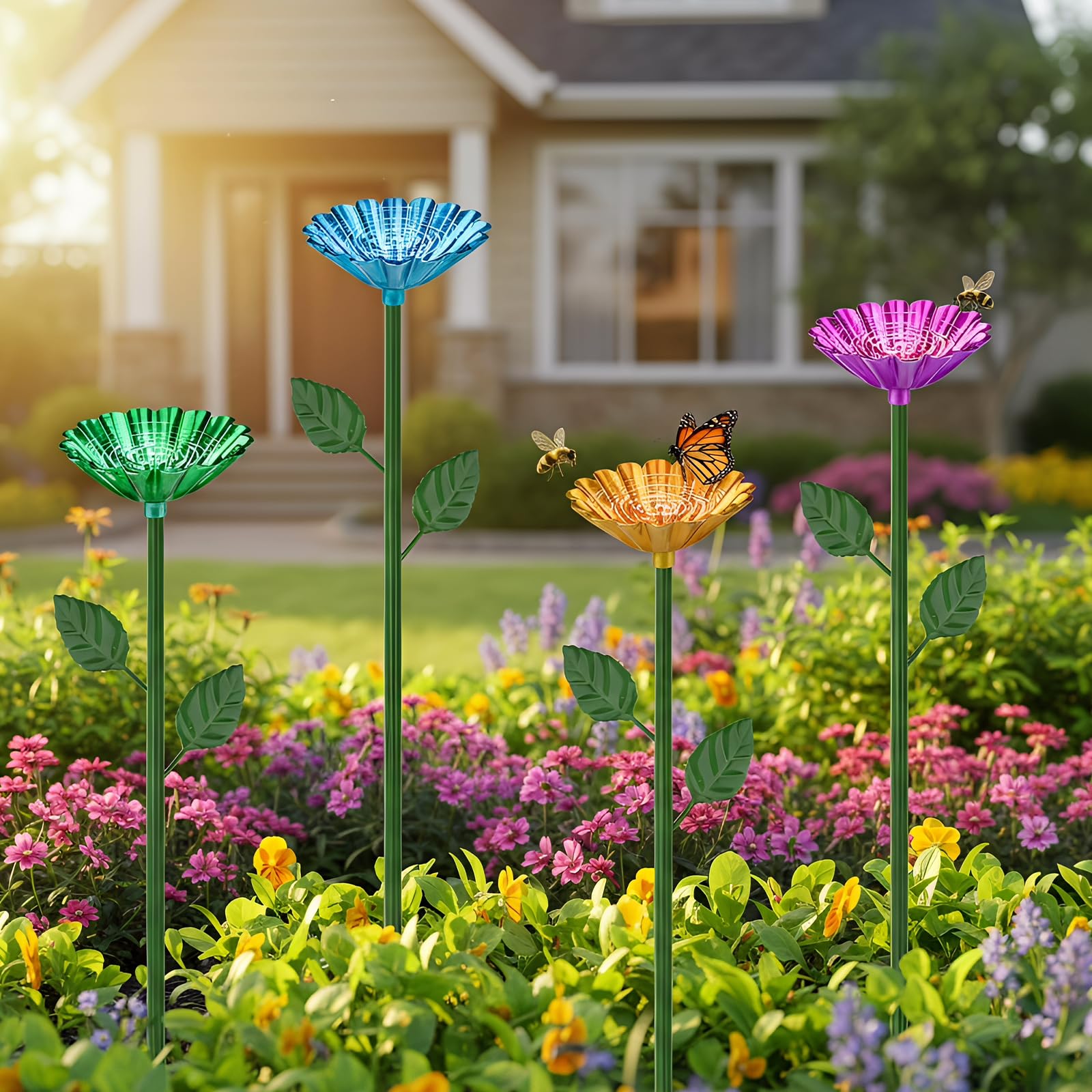4 Stück Bienentränke für den Garten, Bienen Insektentränke Garten, Bienentränke Balkon, Vogel und Insektentränke, Vogeltränke Bienen Wasserstation, Garten Geschenk Futternapf für Honig, Spenders