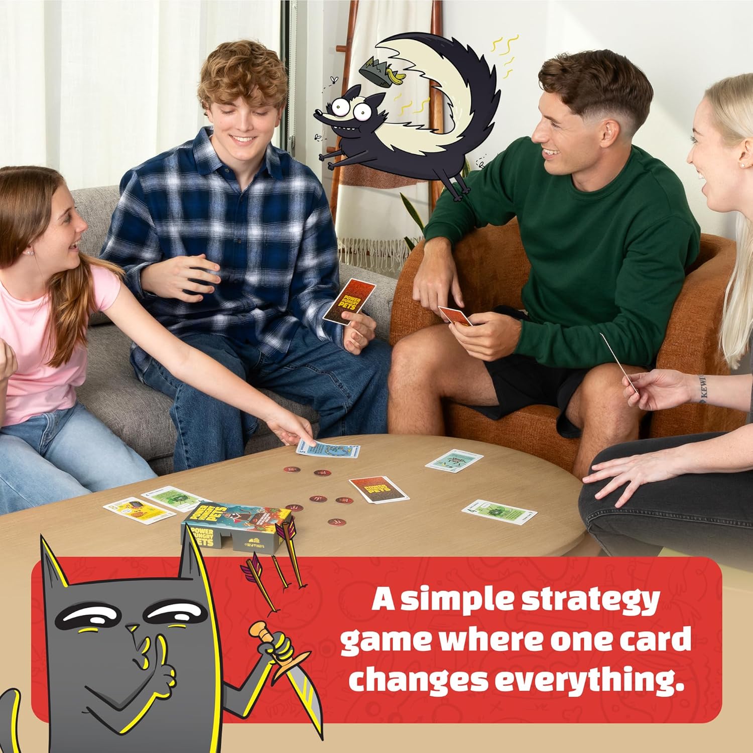 Exploding Kittens Power Hungry Pets 2-6 Players - Ages 7+ - 15 Minutes to Play - Strategic and Simple Card Game - Party Game, Family Game Night, Kid and Adult Card Game