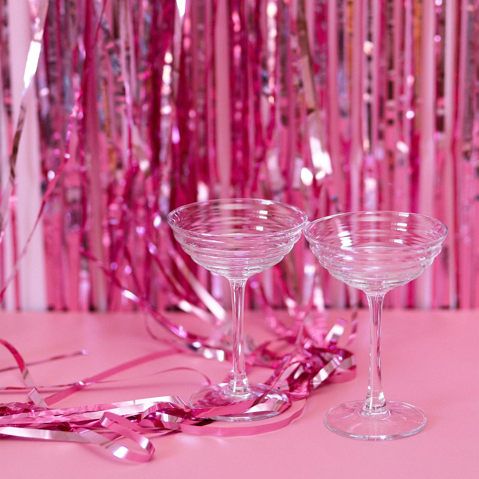Lot de 10 rideaux à franges métalliques à franges pour fête d'anniversaire, fête prénatale, fiançailles, mariage, Noël (rose) 1 x 2,5 m