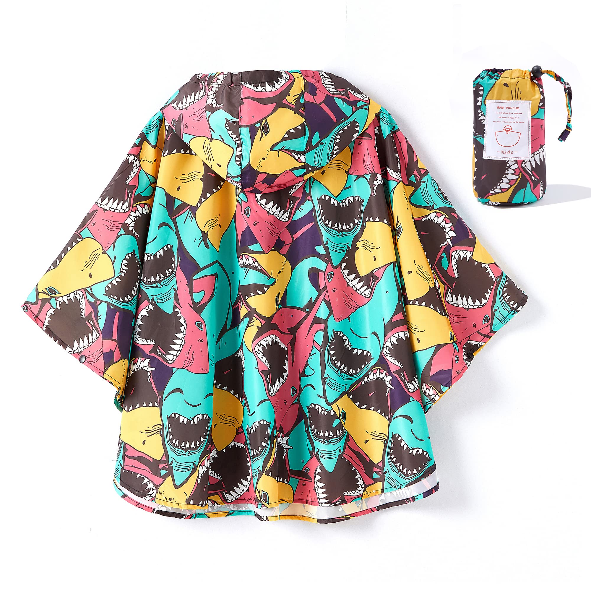 QIKADO Poncho Antipioggia Bambino, Poncho Pioggia Bambina con Cappuccio e Bottoni Portatile