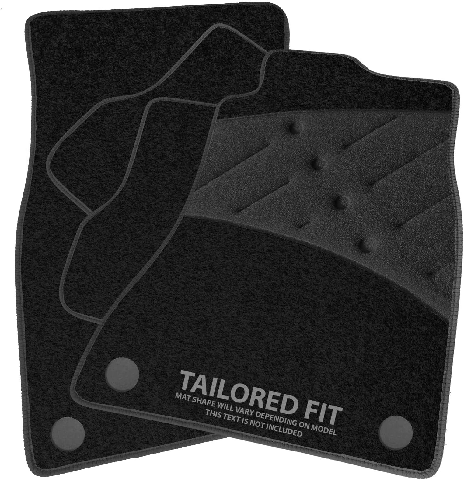 Car Mats to fit Nissan Juke (2010-2019) Black Carpet with Black Ribbed Trim & Black Full Width Heel Pad [1308] (v2)