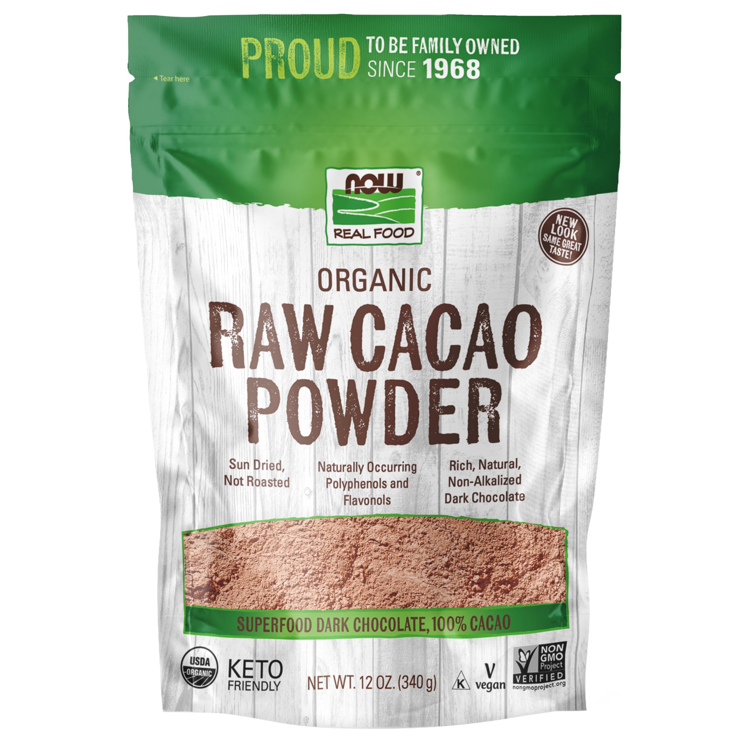 Now Foods Organic & Raw Cacao Powder, 12 Oz