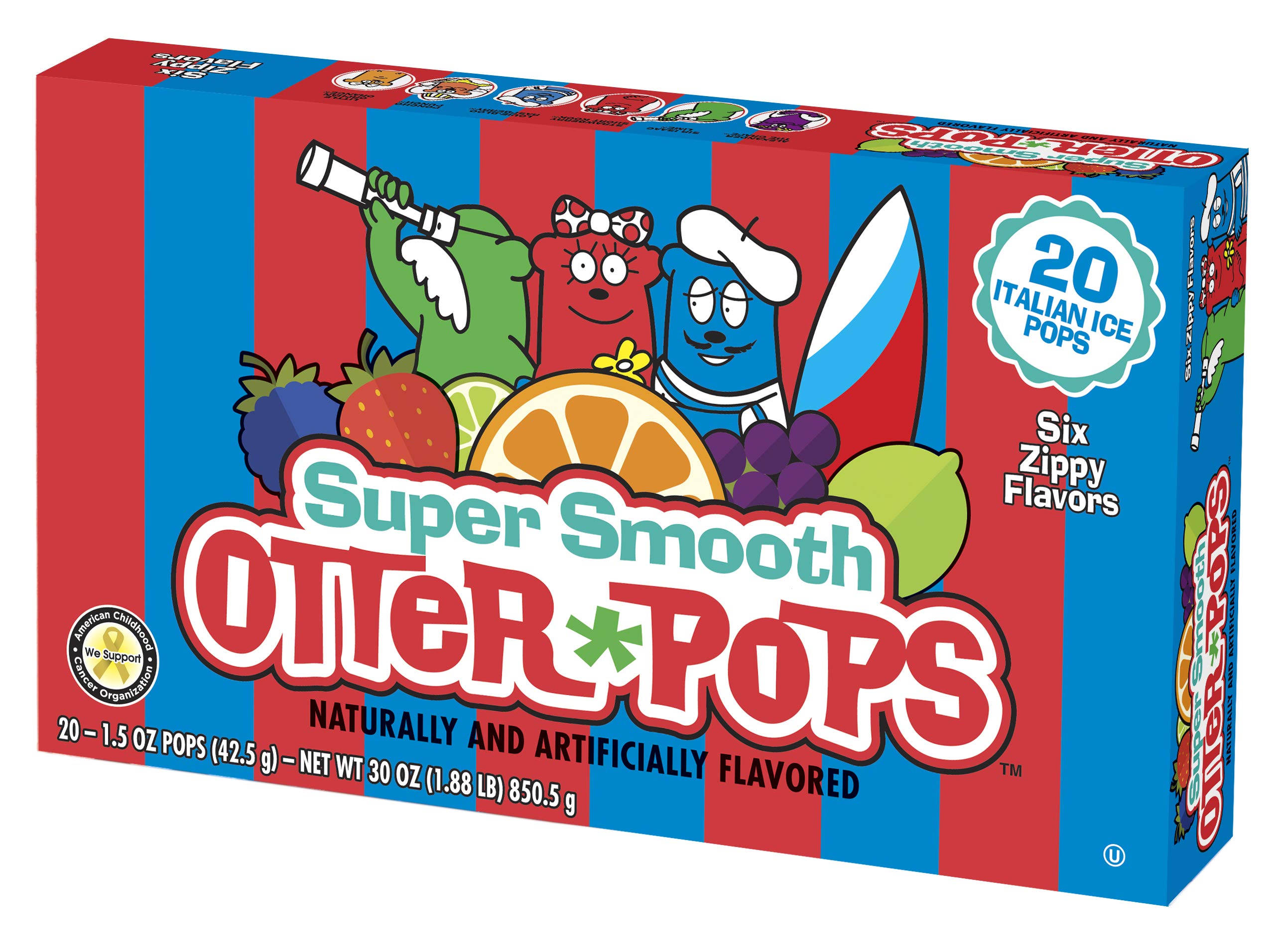 Otter Pops Beach Breakers Smooth Variety Sorbet Pops, 20 Count (Pack of 12)