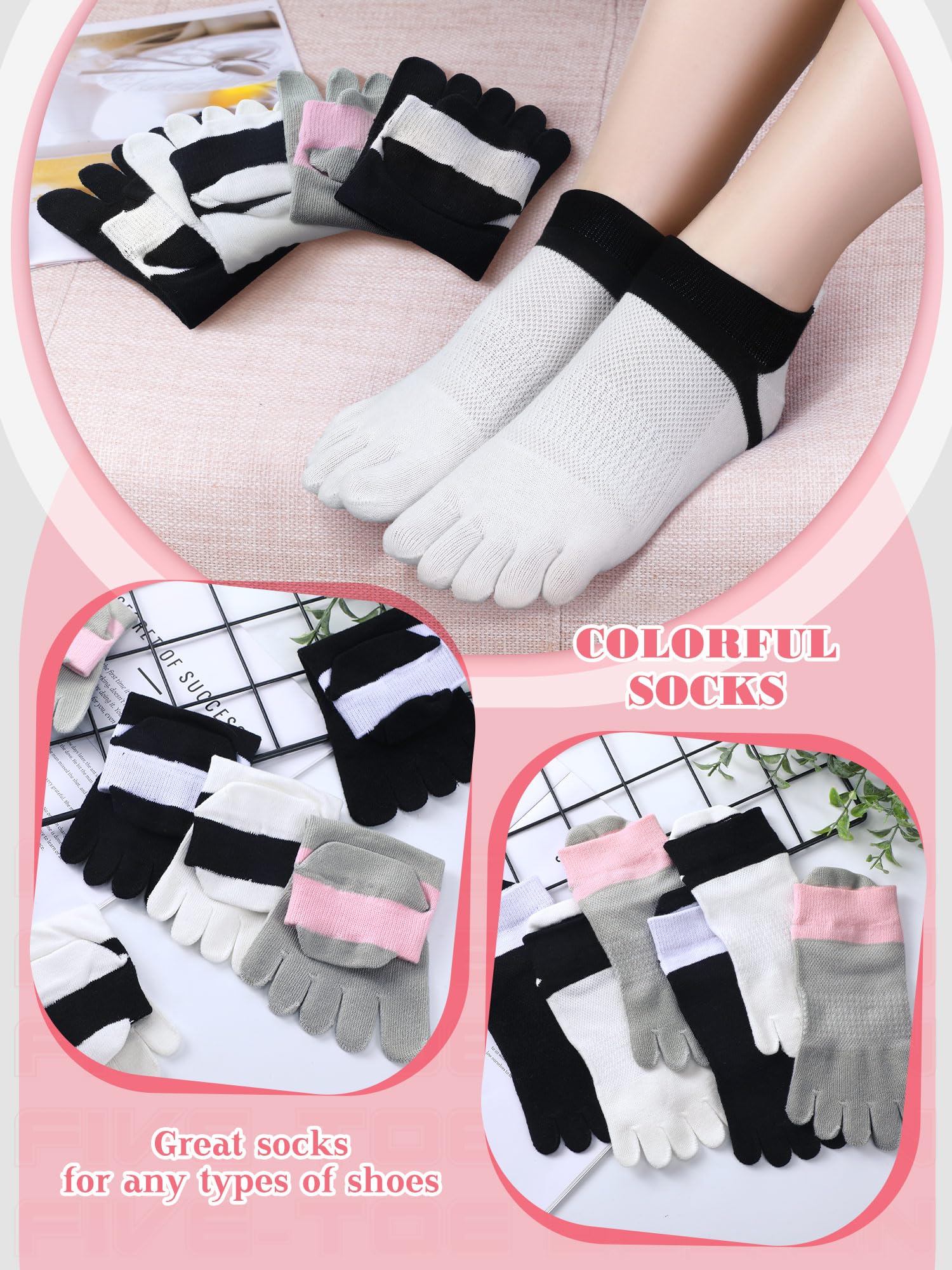 Fourluoo 6 pares de calcetines de algodón cálidos para hombre y mujer, para correr, atlético