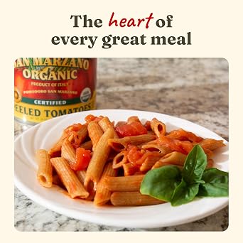 Cento Organic Certified San Marzano Whole Peeled Tomatoes 28 Oz (Pack of 6), Canned Plum Tomatoes in Thick Puree with Basil, Grown and Processed in Italy