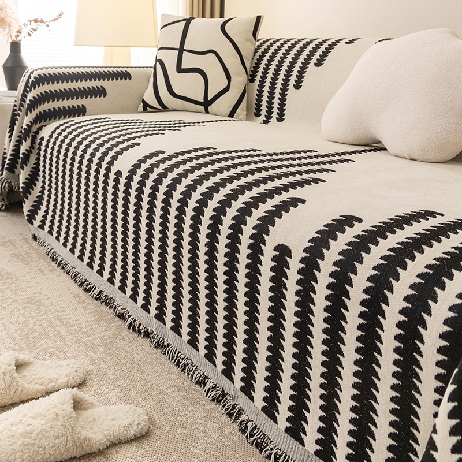 Couverture de canapé chenille blanche grand format jeté de lit polyvalent