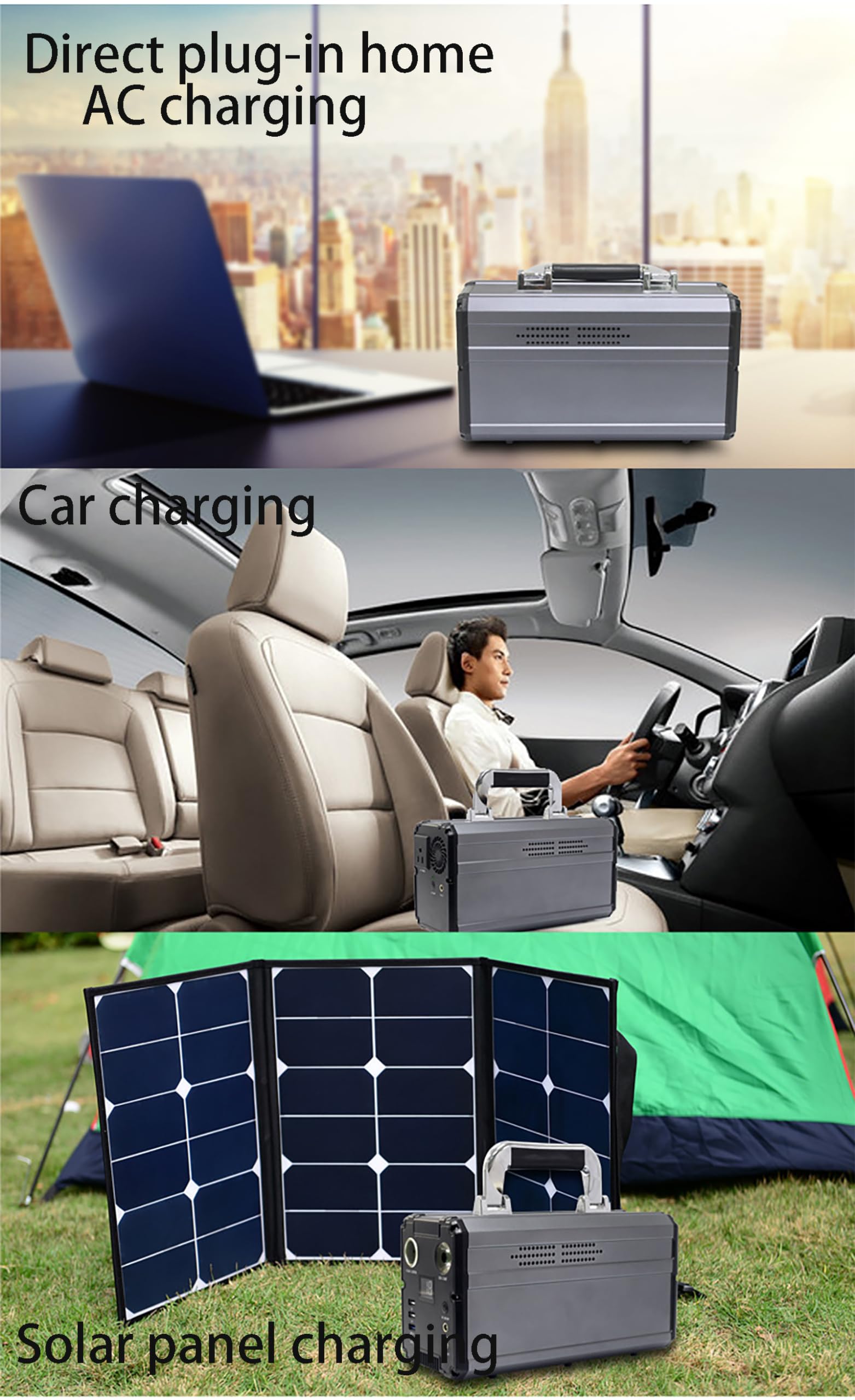 Centrale électrique Portable 1000 W, générateur Solaire 220 V/110 V, Batterie Externe Portable, Panneau Solaire/Prise Murale/Chargeur de Voiture pour l'extérieur, Le Camping et Les