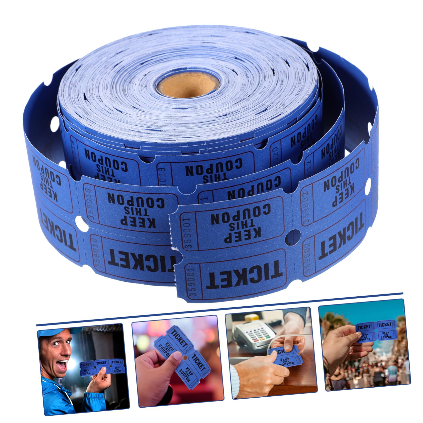 Boletos para Rollo Perforados Papel para en Fácil Rifa Azul de Uso Separación Ideales Divertidos y para Eventos y Sorteos