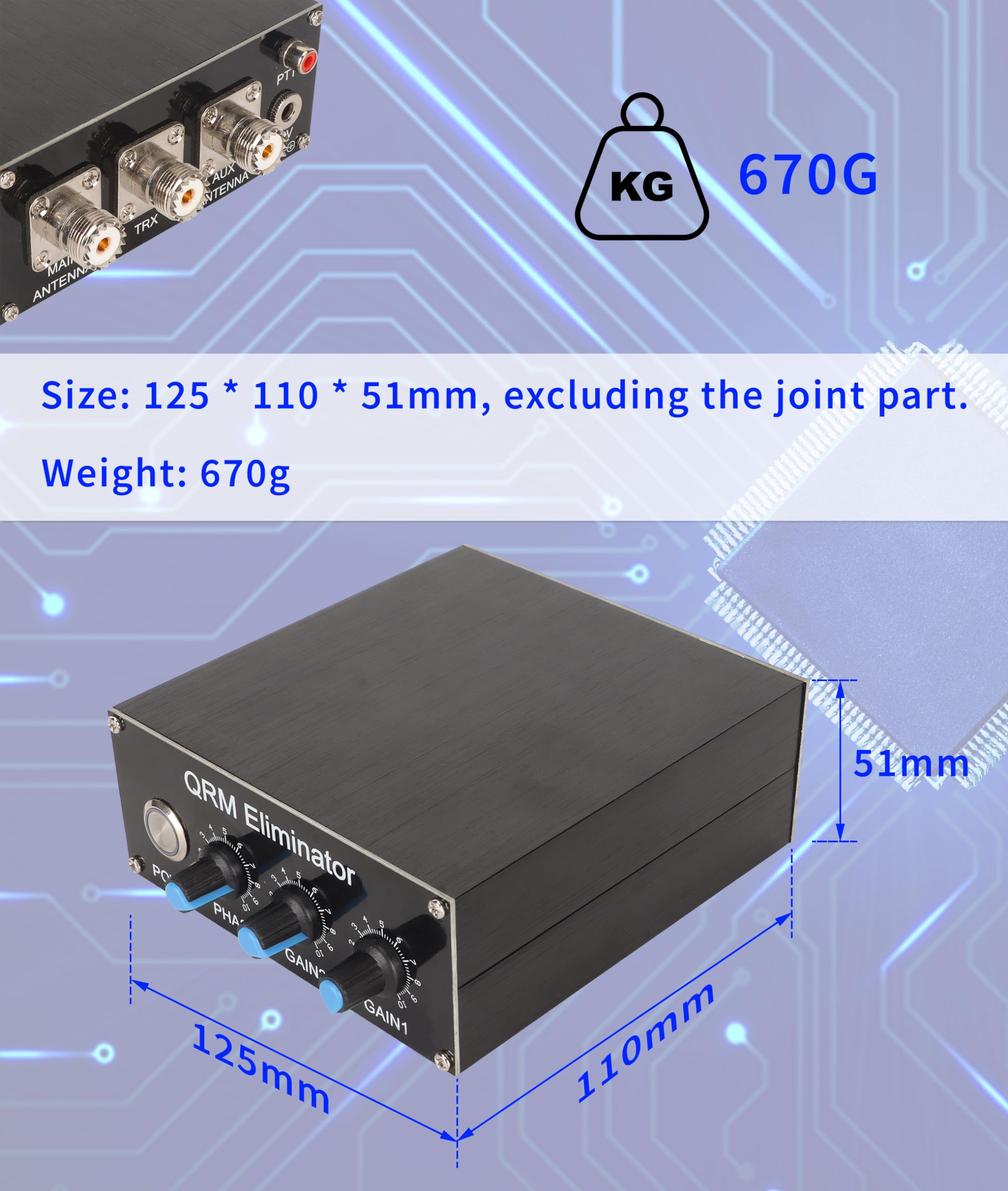 Boîte D'élimination QRM, Annuleur de Signal en Alliage D'aluminium à Contrôle de Phase X Réglable de 1,8 MHz à 30 MHz, DC 13,8 V 150 MA Éliminateur de Signal de Contrôle PTT