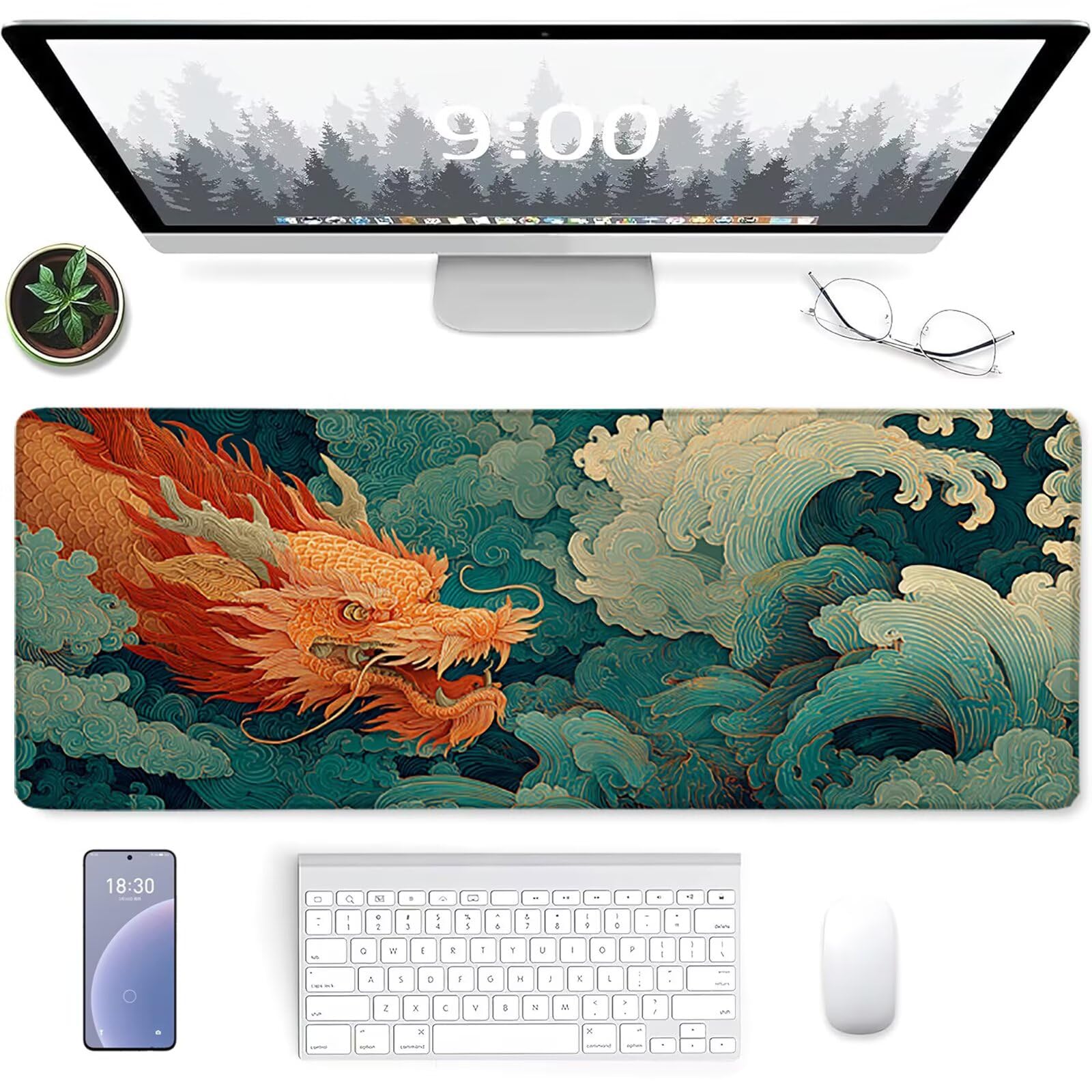 Cloud Gamingowa podkładka pod mysz 1000 x 500 x 3 mm, Dragon podkładka pod mysz XXL z przyszytymi krawędziami, akcesoria gamingowe, poprawia precyzję i prędkość, podkładka pod mysz, duża, do komputera