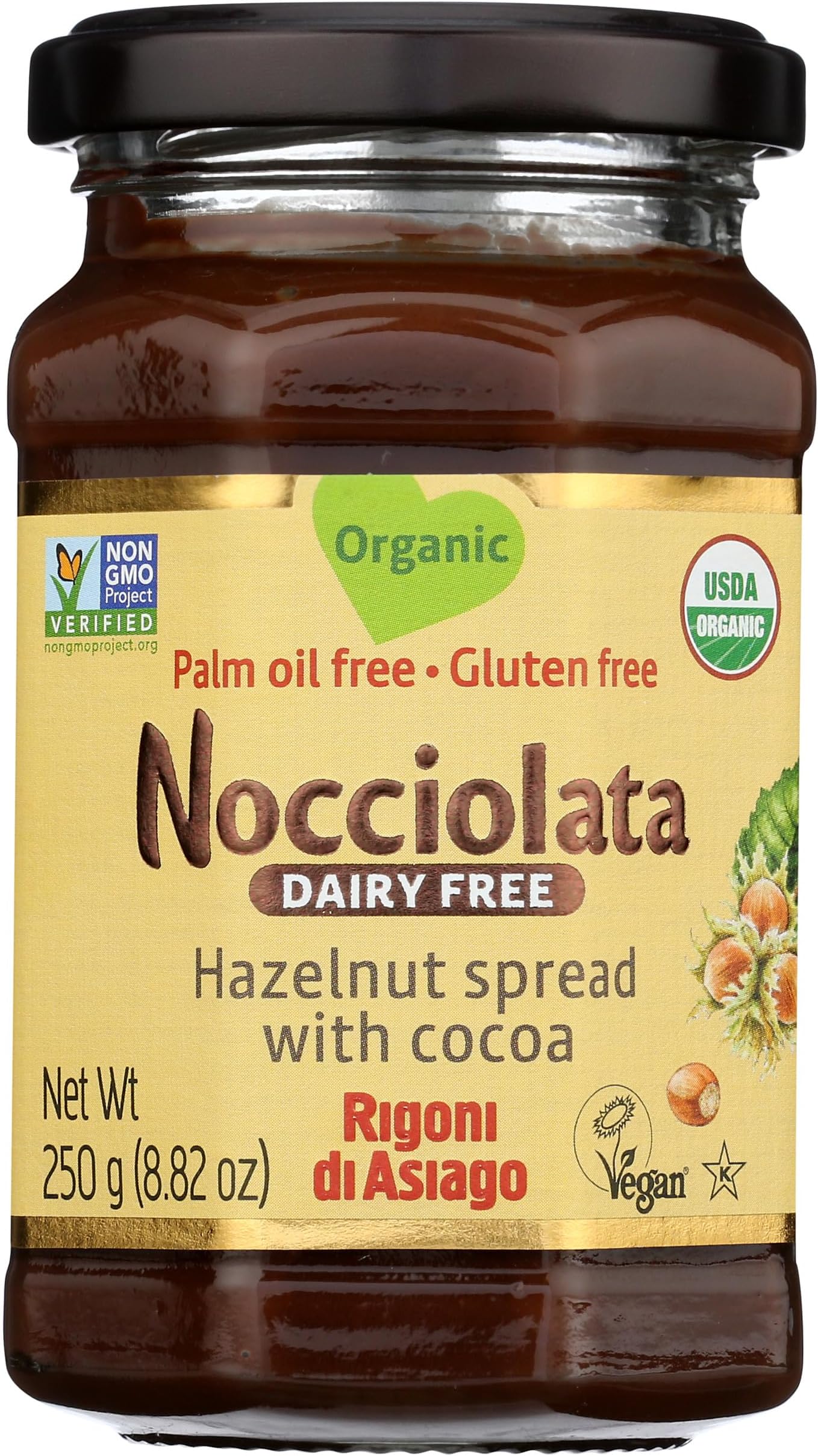 Nocciolata, Hazelnut Spread Dairy Free Organic, 8.82 Ounce