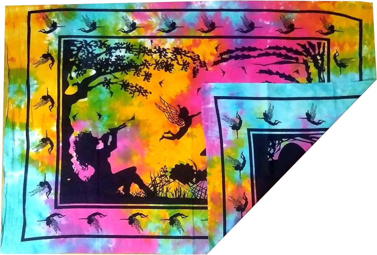Purpledip Cotton Wall Poster Beach Throw 'Fairy Tales': Bohemian Hanging Tapestry (20040)