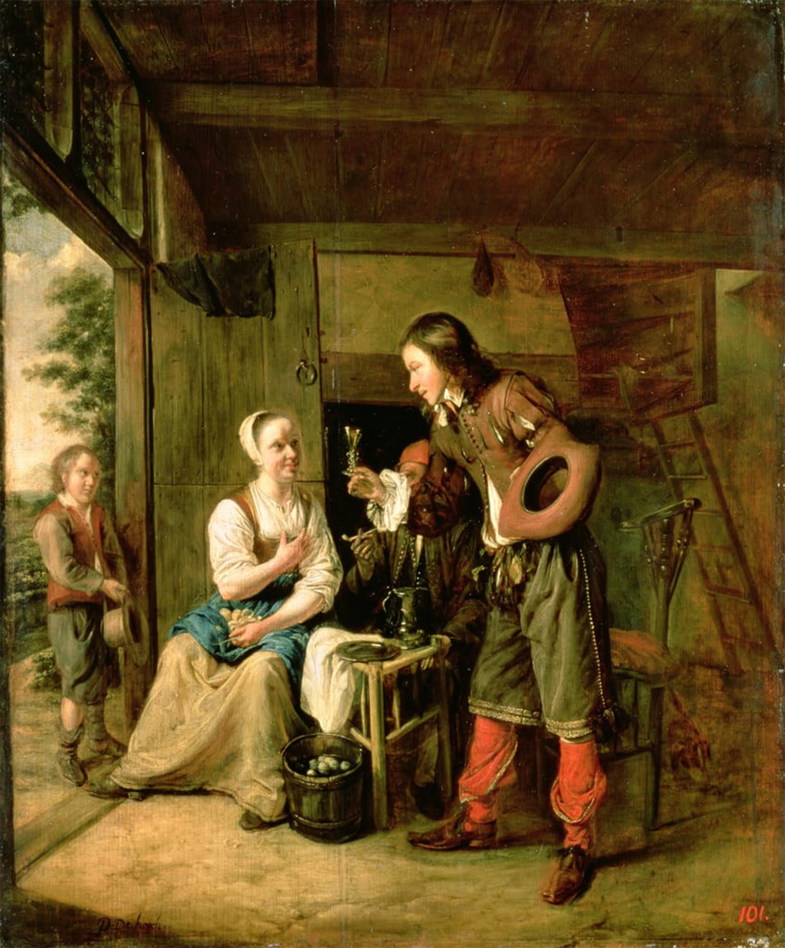 POSTERIIk Famous Animal Posters Vintage Picture Servant by Pieter De Hooch Modern Wall Decor for Home Decor 60x90cm