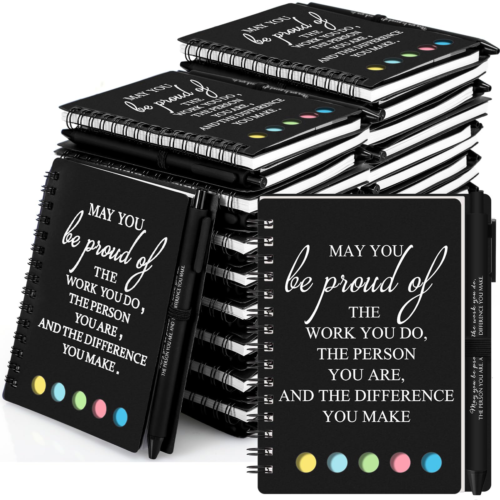 30 Sets/60 Pcs Christmas Employee Appreciation Gift Bulk May You Be Proud of The Work Notebook with Sticky Note Ballpoint Pen for Teacher Nurse Team