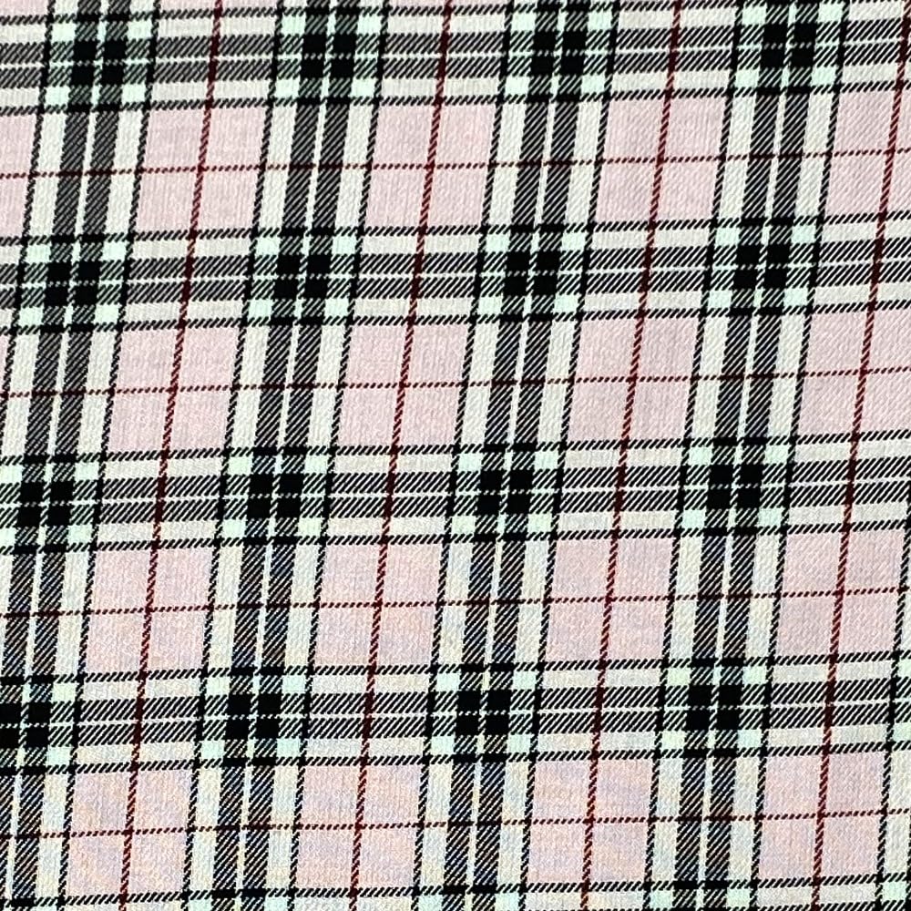 Polyviscose Tartan Fabric Caramel Thompson Scottish Plaid Check Woven (Sold Per Half Metre) (Pink)