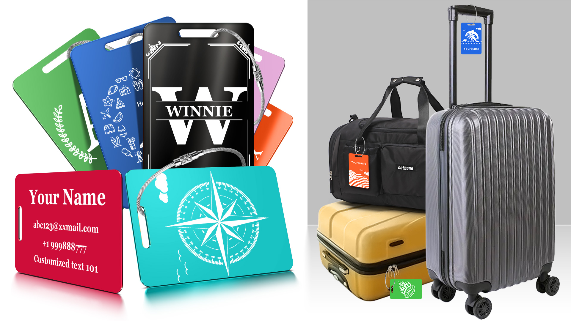 Amazon.com: DZIGNIQ Personalized Initial Luggage Tags - Metal