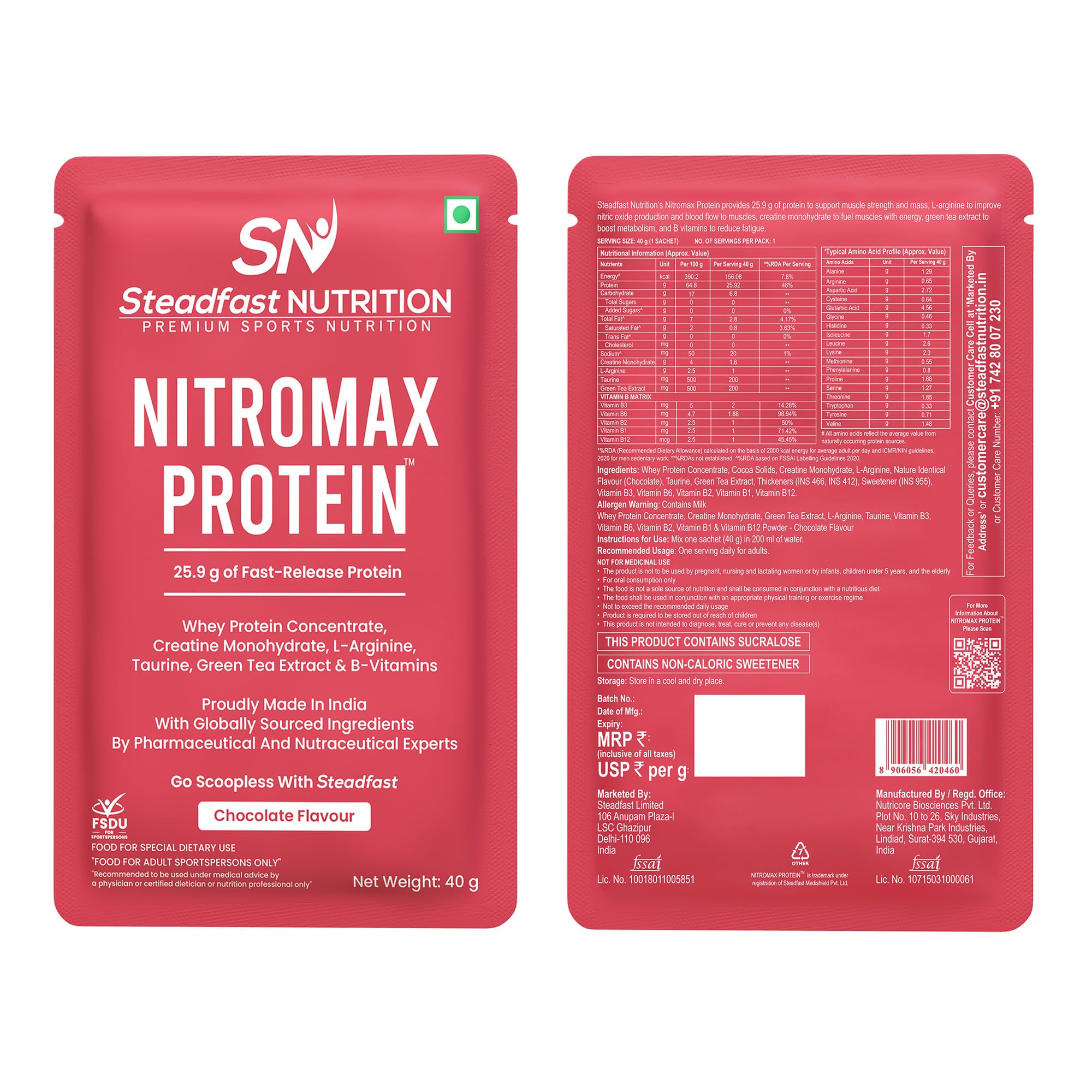 Steadfast Nutrition NITROMAX Whey PROTEIN + Creatine, (1.2kg) Choc, 30 Serv — Amazon image 5