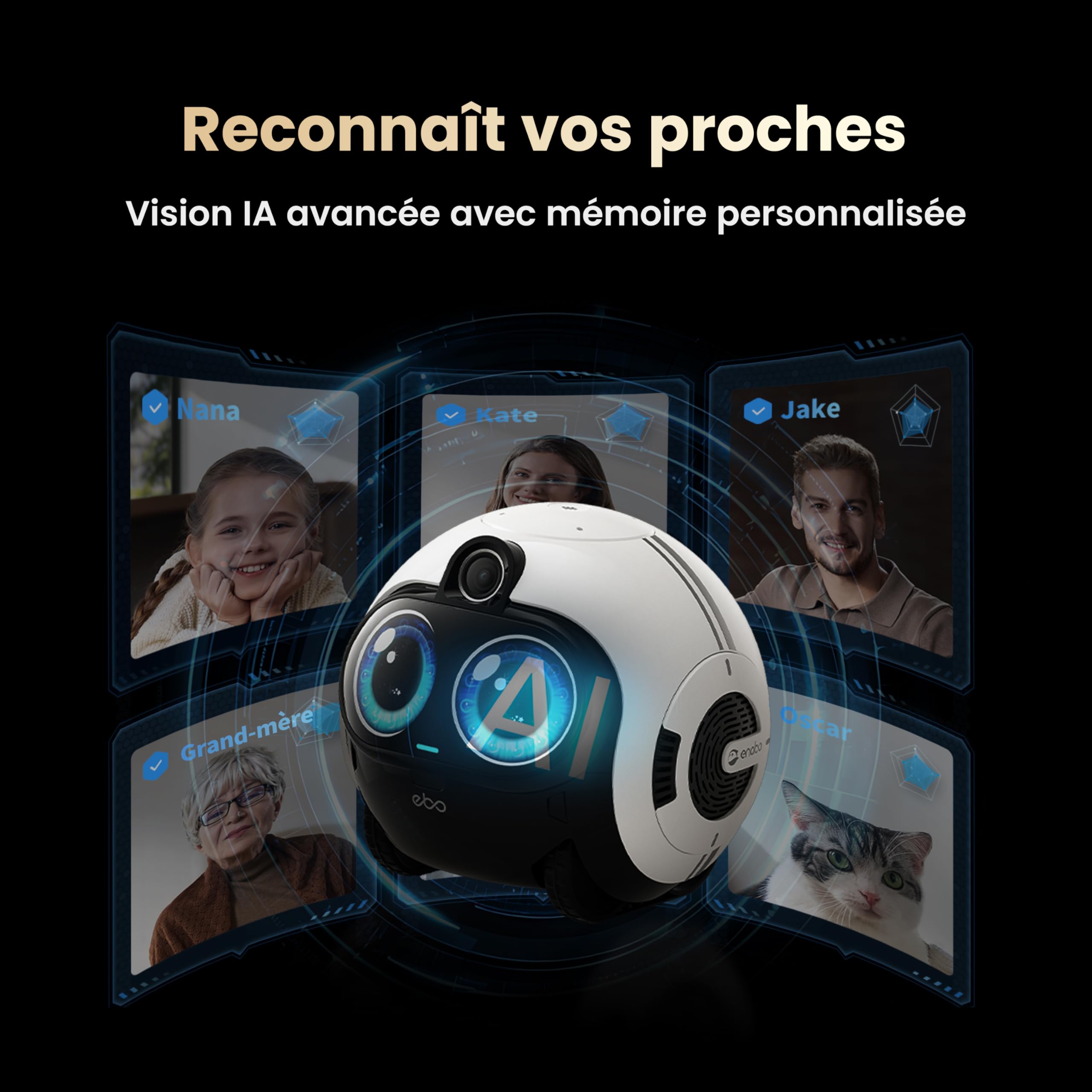 Enabot EBO Max FamilyBot – Robot Caméra 4K, IA Multimodale, Interaction Personnalisée, Vidéo Bidirectionnelle avec Engagement Familial – pour la Famille et Les Animaux | Robot domestique IA avec caméra 4K, mouvement intelligent et commande vocale pour la