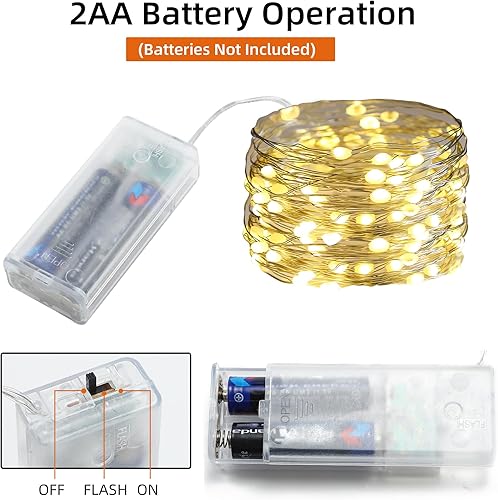 Miniatura 8 de FTEOYEL Paquete de 6 tiras de luces de hadas que funcionan con pilas, con modo intermitente, 30 luces LED de 10 pies para dormitorio, regalo,