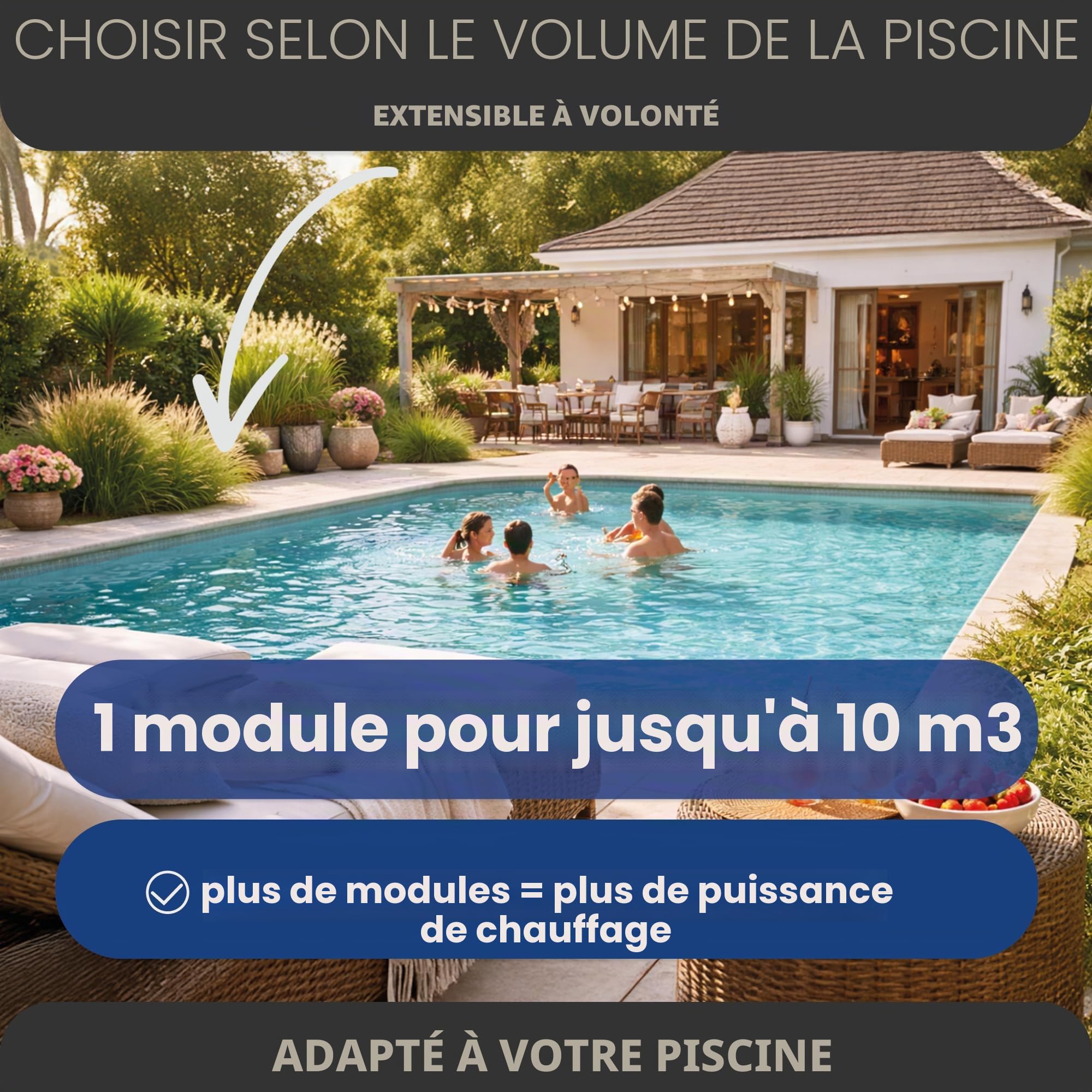 HAF® 1 panneau solaire 300 x 60 cm sans 3 voies - Tapis chauffant pour piscines jusqu'à 10 m³ - Chauffage solaire extensible à volonté - Chauffage de piscine d'eau chaude avec chauffage de l'eau