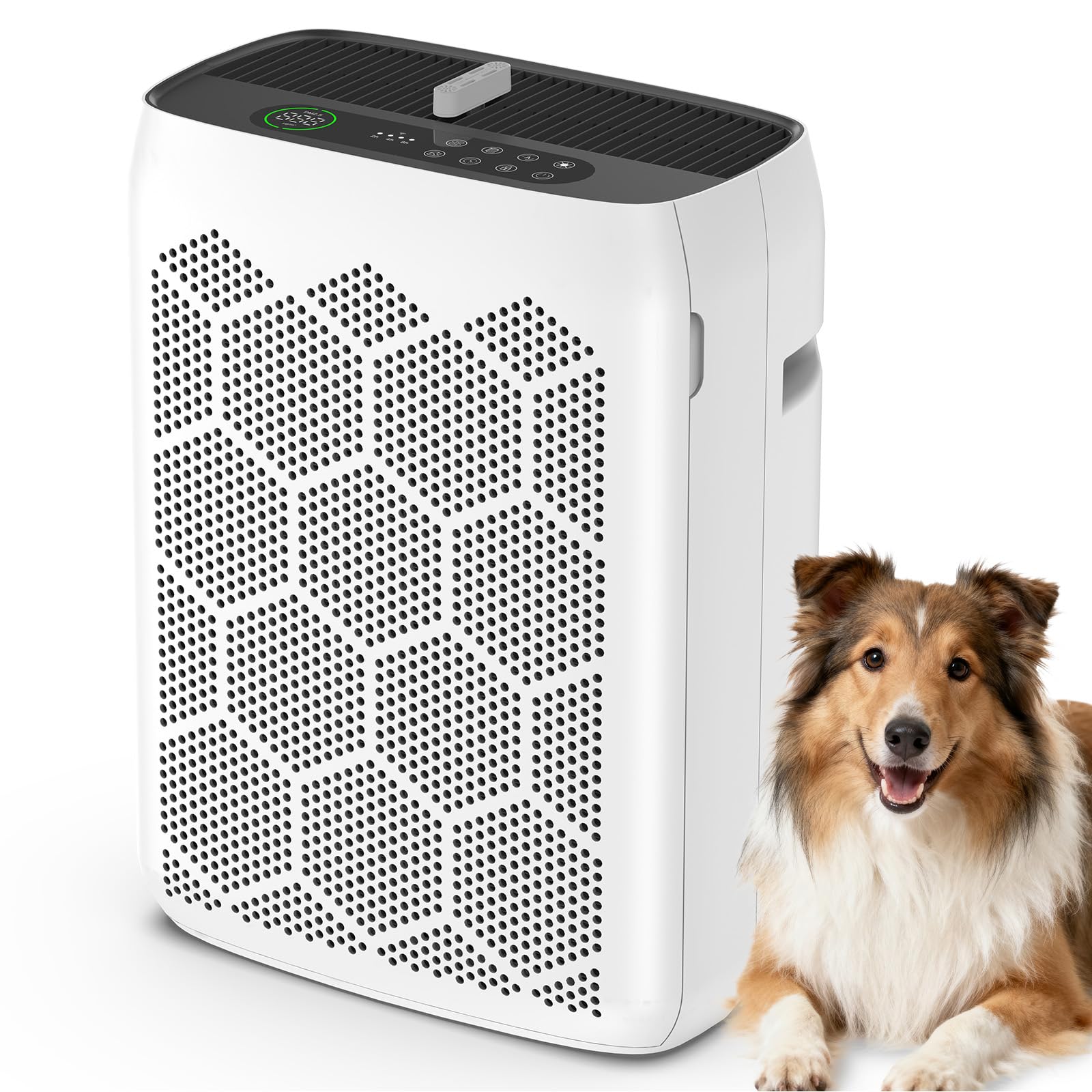 Air Purifiers for Home Large Room Up to 2200 Ft², HEPA Air Purifier for Bedroom with PM2.5 Air Quality Display, Washable Pre-Filter and Sleep Mode, Air Cleaner for Smoke, Dust & Pollen