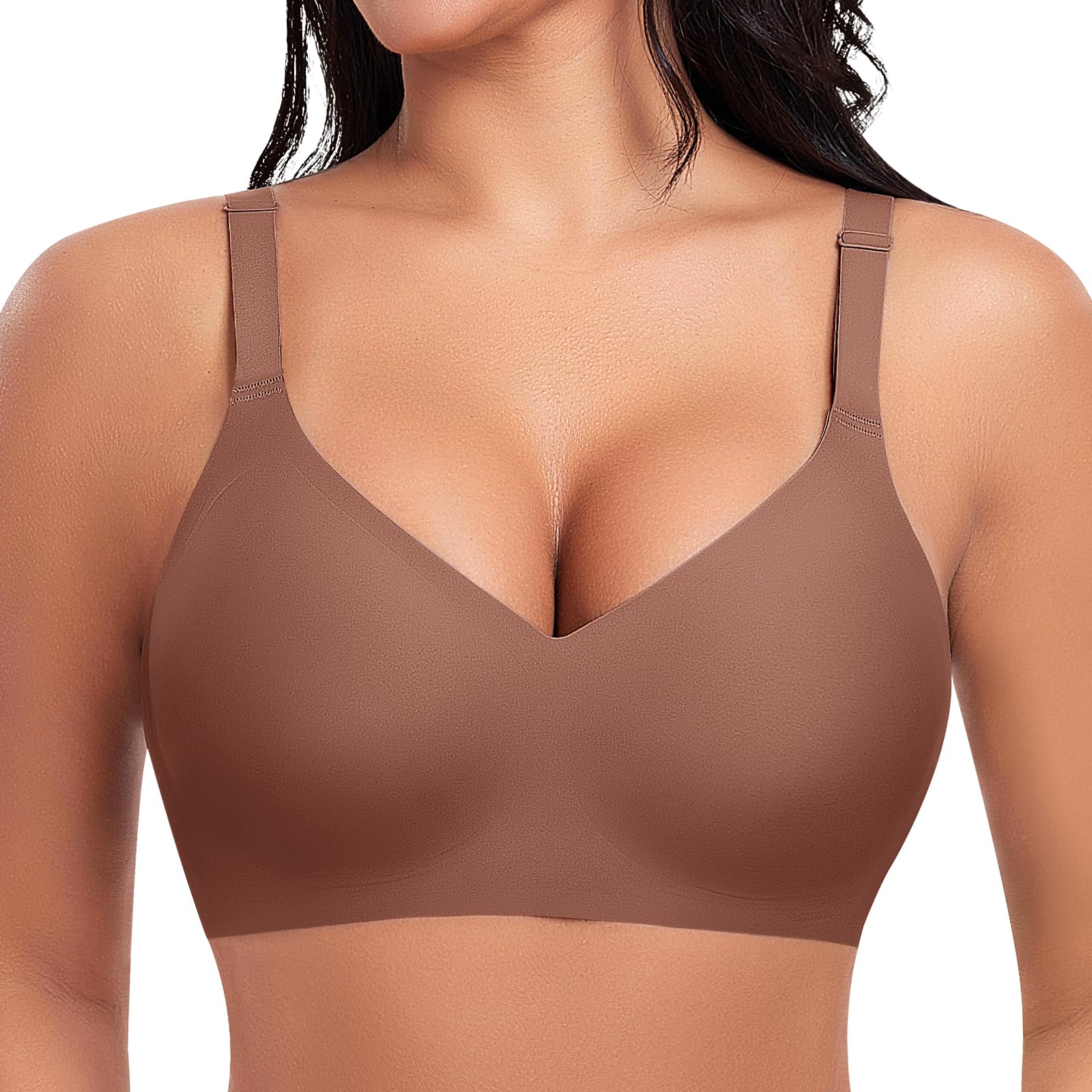 Ganado Soutien Gorge sans Armature Brassière Femme Push up Col en V Bralette Comfit Brassiere sans Coutures