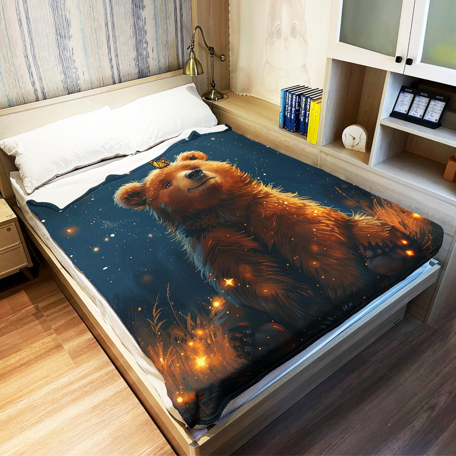 YISUMEI Kuscheldecke Weiche Warme Flauschige Fleece Decke mit Tiermotiv, Baby Bär, 150 x 200 cm