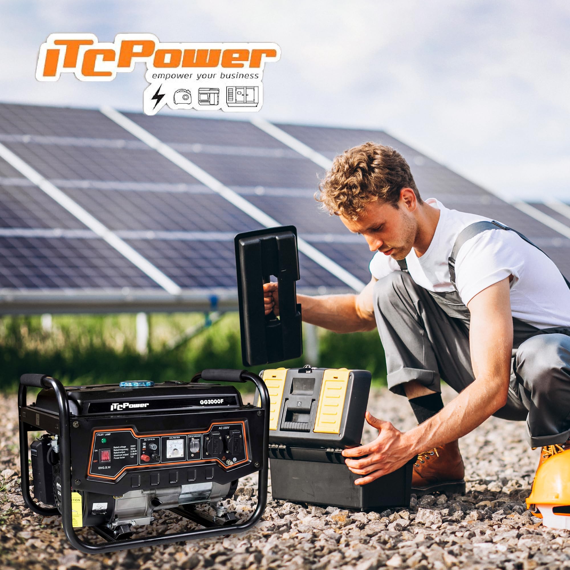 ITCPower Generador Gasolina Silencioso 2,8KW para Emergencias Domésticas - Generador Eléctrico Portátil 230V para Herramientas y Camping - Generador 4 Tiempos con Gran Autonomía y Bajo Ruido