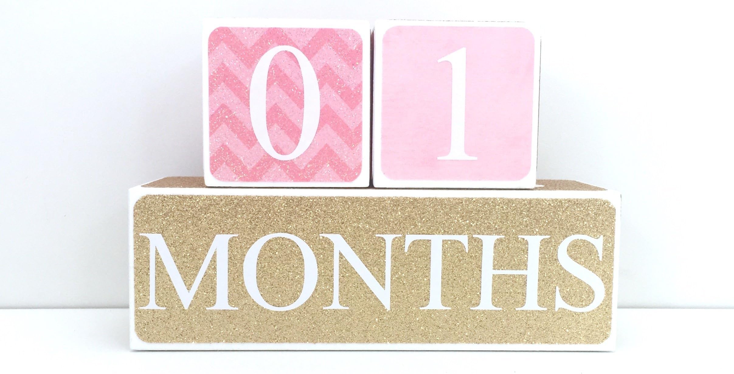 Pink and Gold Baby Age Blocks, Milestone Blocks, Photo Prop, Countdown Blocks