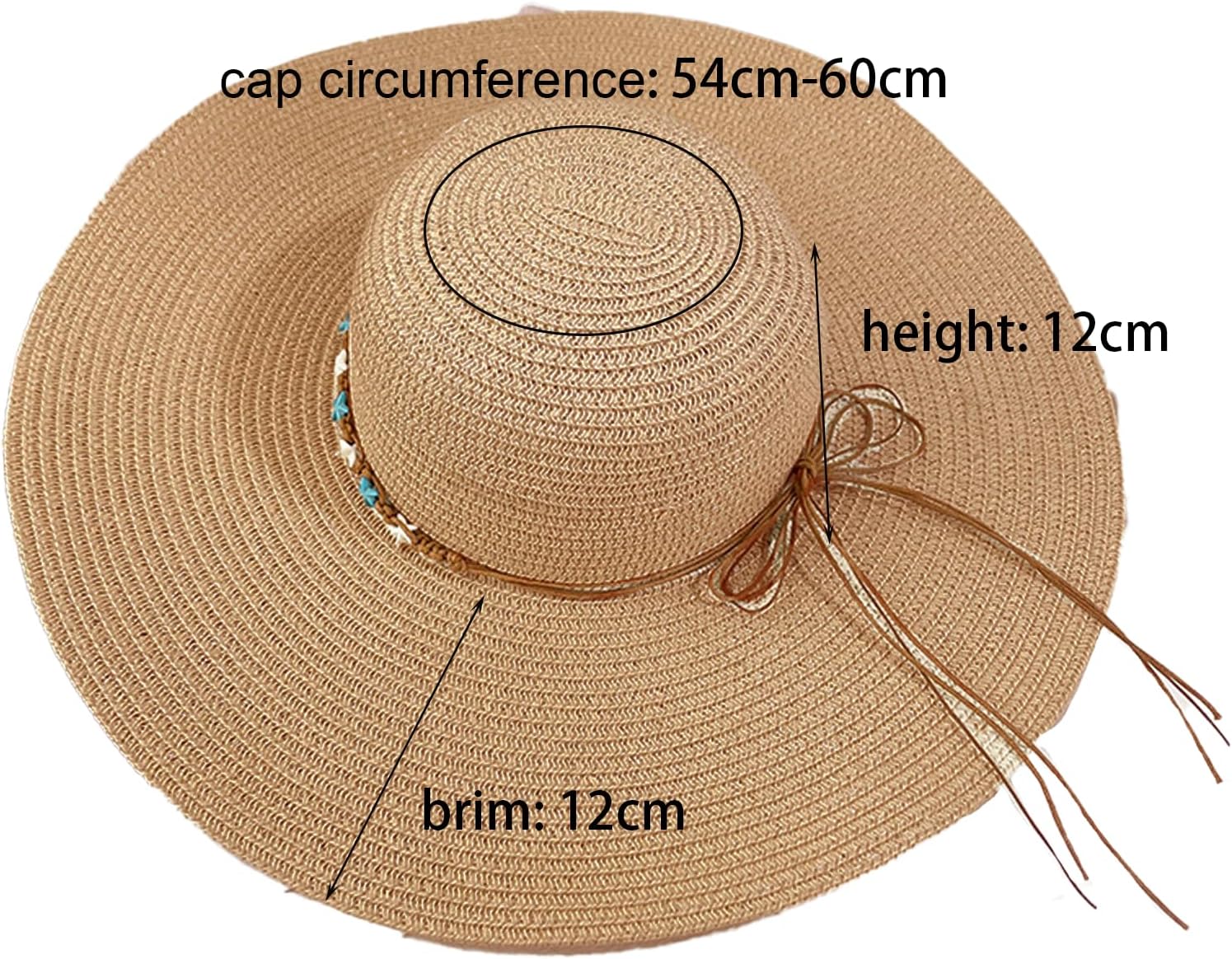 Beach Sun Straw Hats for Women Foldable Floppy Wide Brim Sun Hat Summer Shell Starfish Travel Straw Fedora Hat image 3