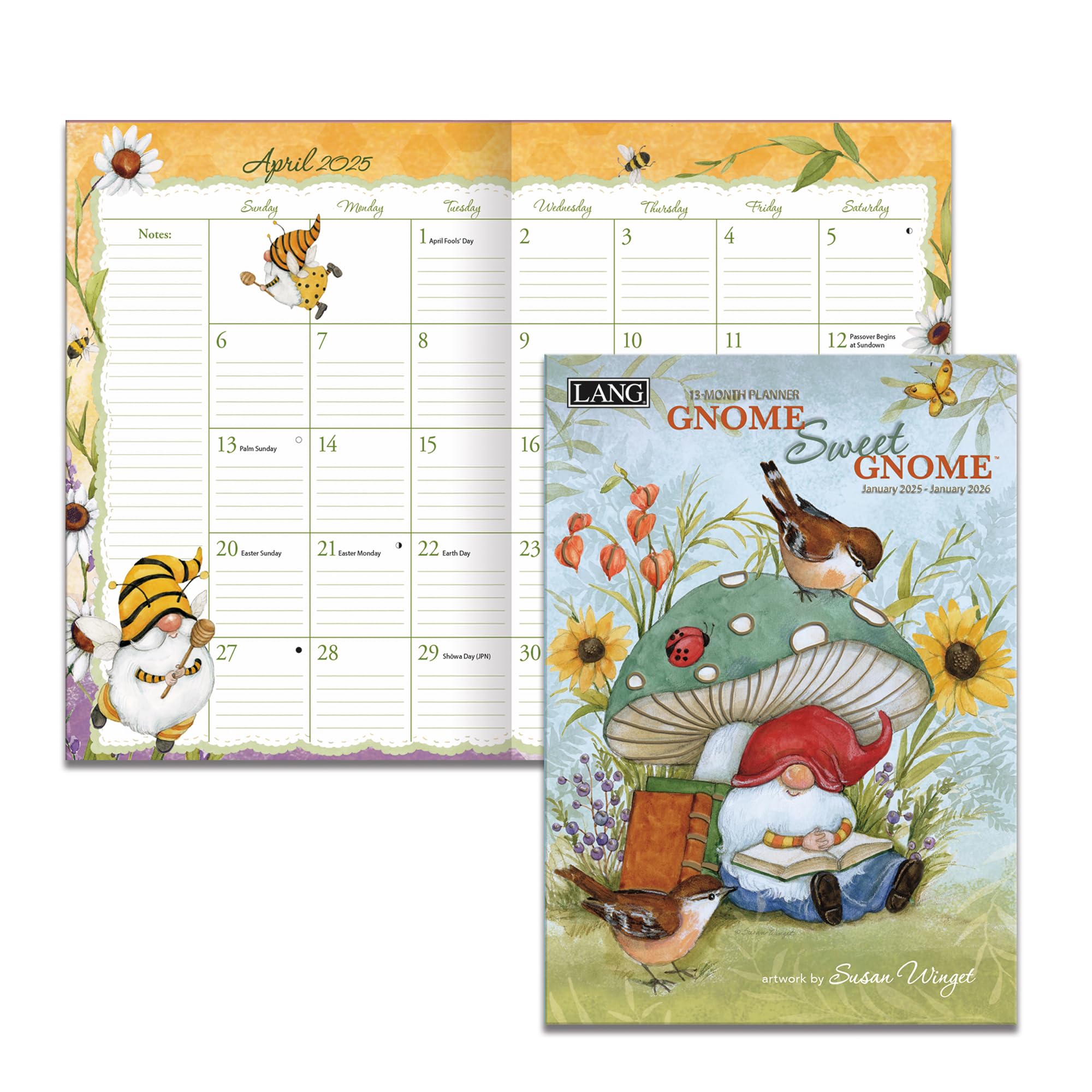 LANG Gnome Sweet Gnome 2025 Planner mensile (25991012126)