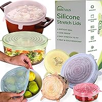 Vista 1 de Reusable Silicone Stretch Lids for Food Storage in Fridge - Elastic Heat-Resistant Bowl Covers, Cups, Cans, Jars - Universal Food Grade Lid for