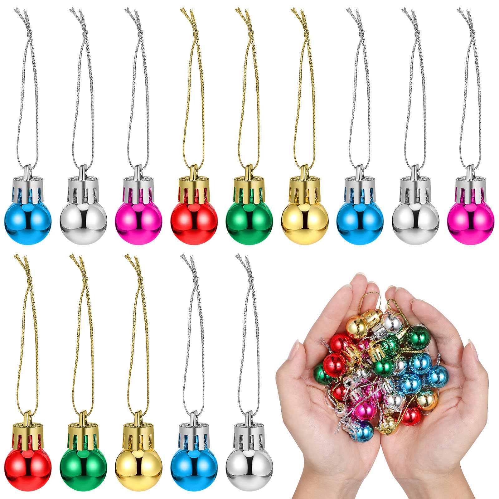 24 Piezas Bolas Colgantes de Navidad Mini de 2cm, Plástico