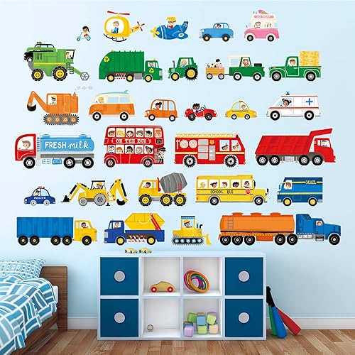 Miniatura 3 de DECOWALL DS9-8064 Calcomanías de pared para transporte y vehículos, calcomanías para decoración de dormitorio de niños pequeños, automóvil, camión,