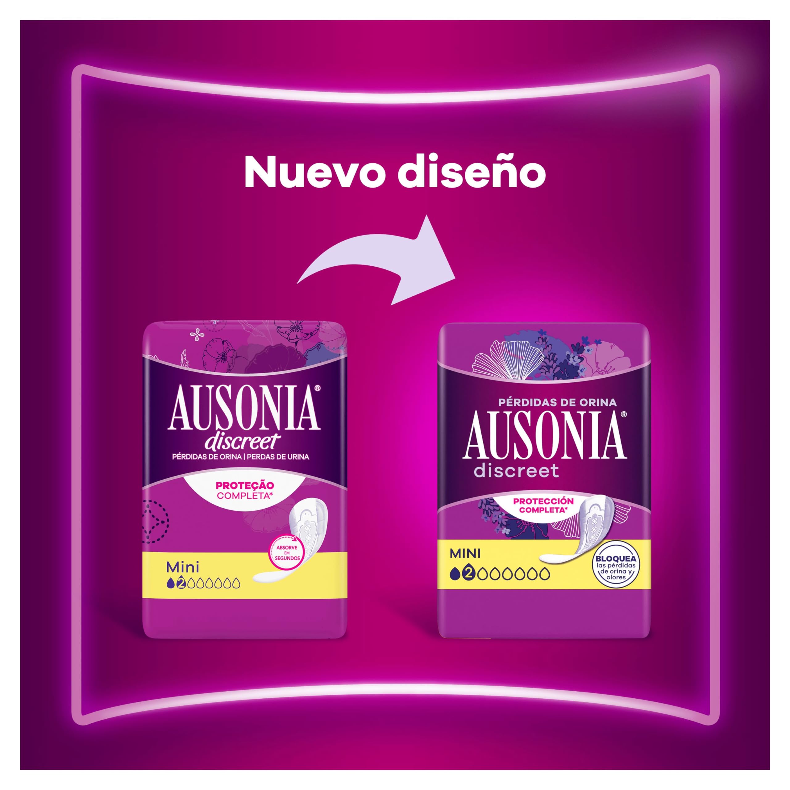 Ausonia Discreet Compresas Mini Plus, Pack de 160, Para Pérdidas De Orina Para Mujer, Protección Completa*, Discreción Increíble