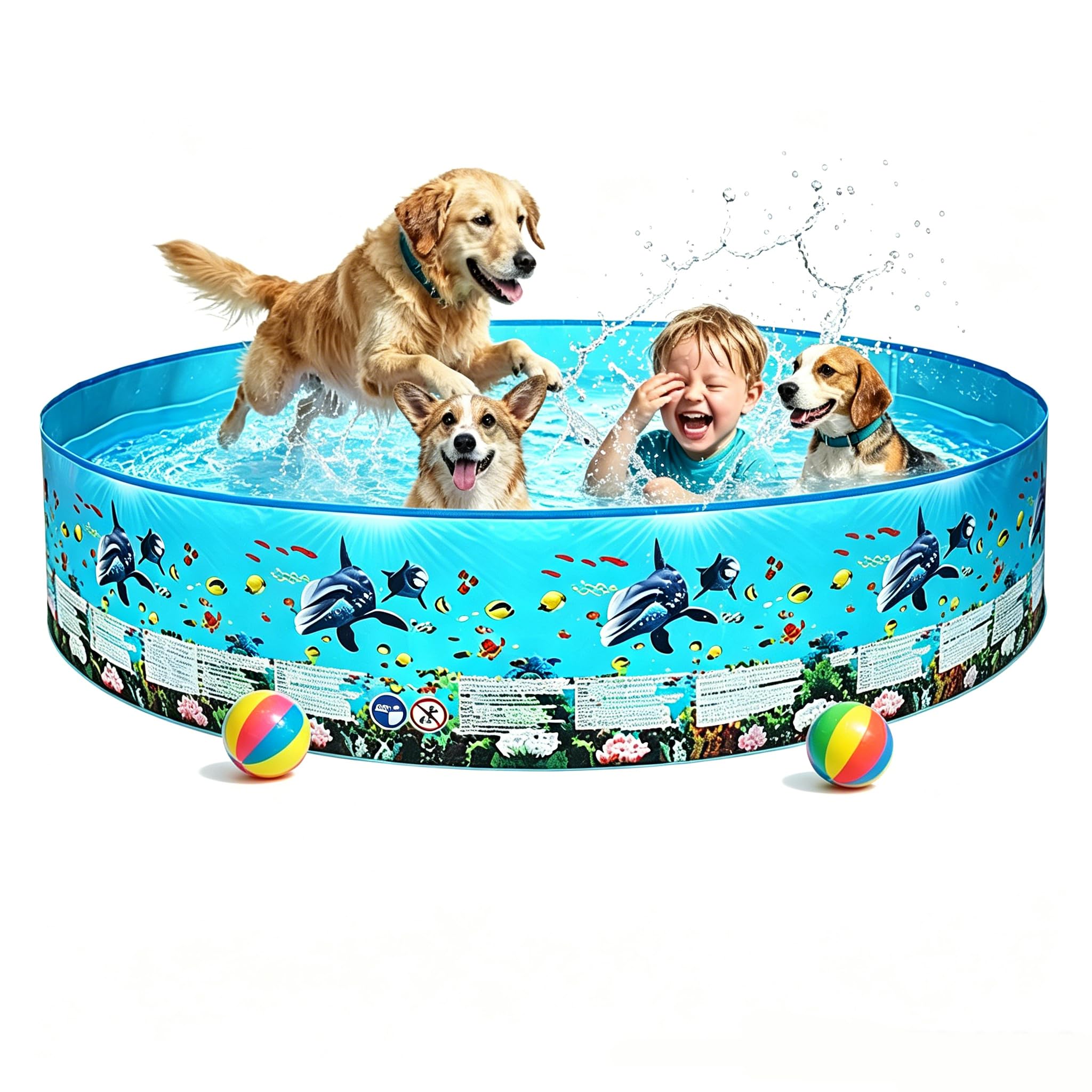 Foldable Dog Pool for Large Dogs, Kids PVC Paddling Pool - (152 * 25cm)