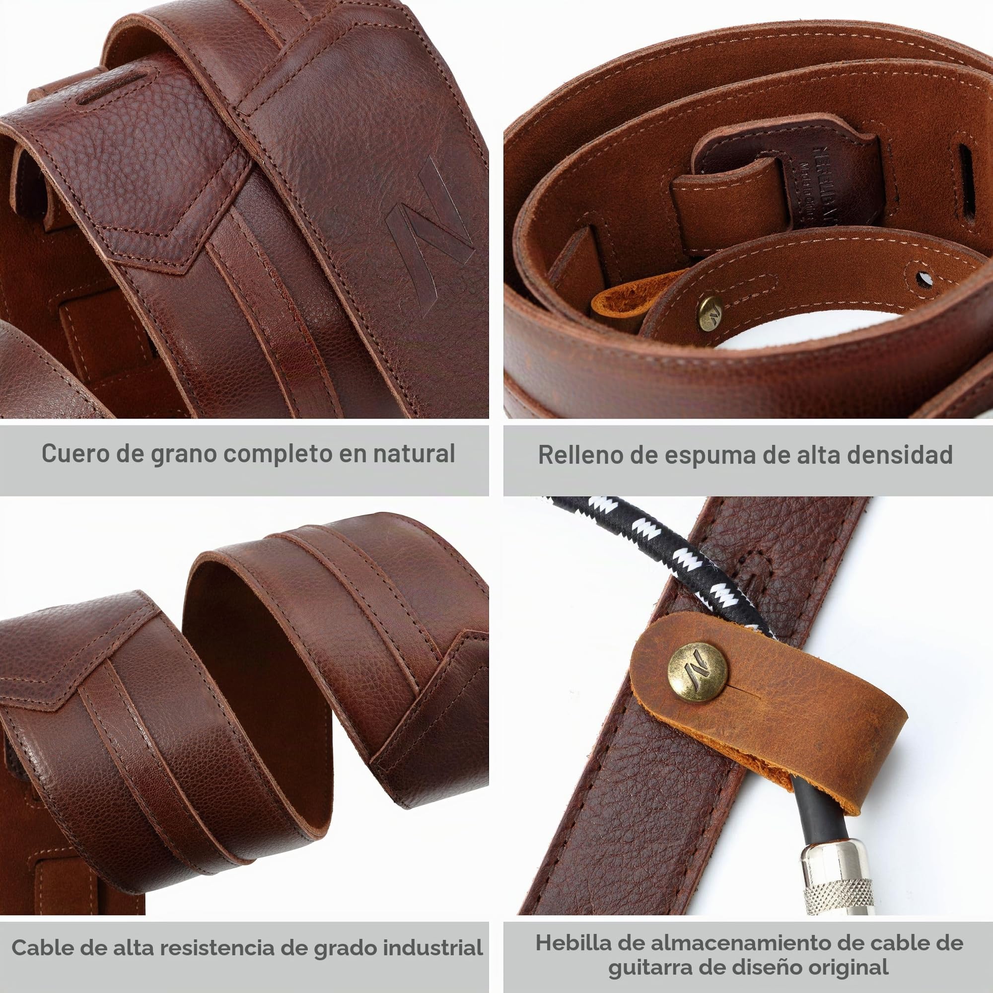 Nefelibata Correa de guitarra 3", con acolchado de espuma y bucle para guardar el cable, para bajo, guitarras eléctricas y acústicas