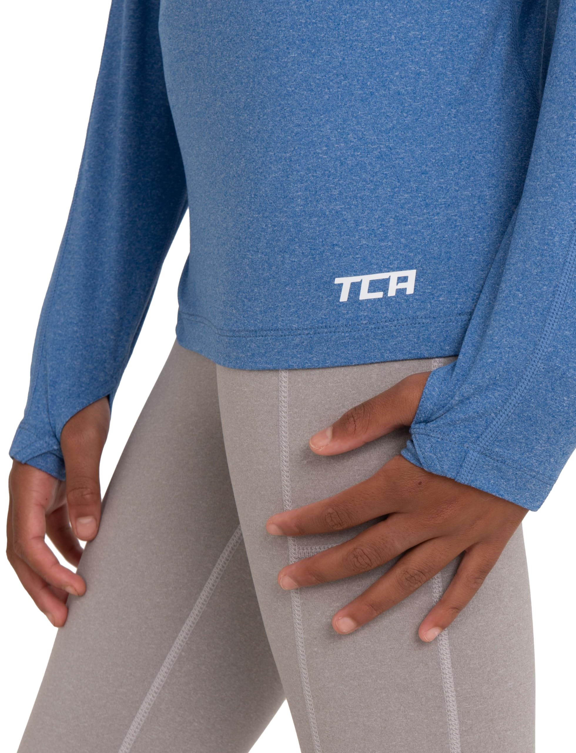TCA Camiseta Manga Larga Lightweight Fusion Quickdry de Running con Media Cremallera para Niñas